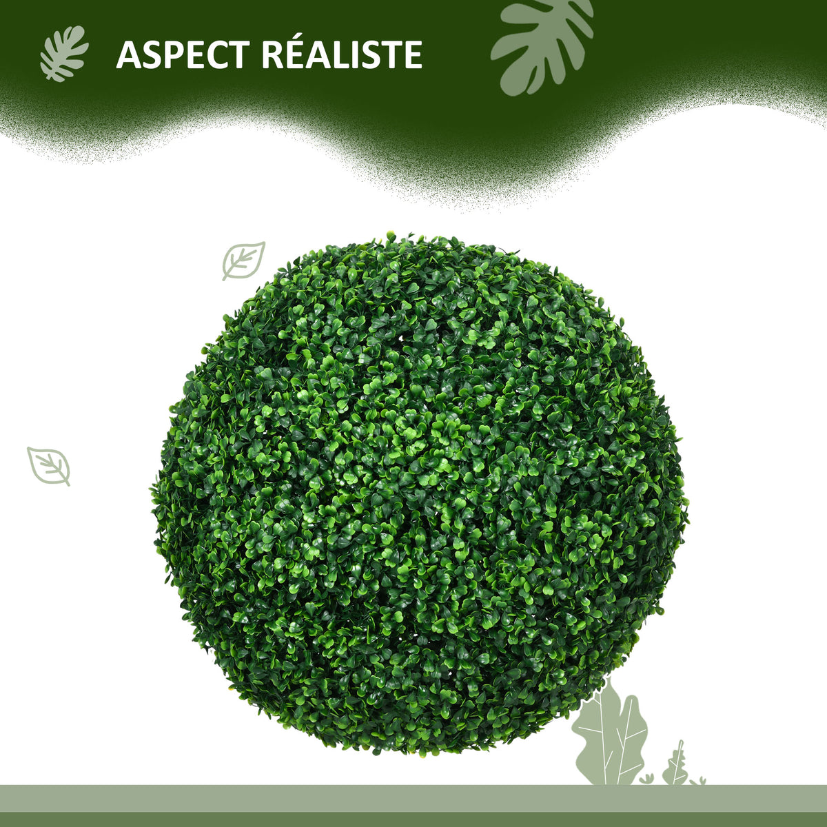 Lot de 2 boules de buis artificielles de 50 cm décoration pour intérieur ou extérieur vert-3