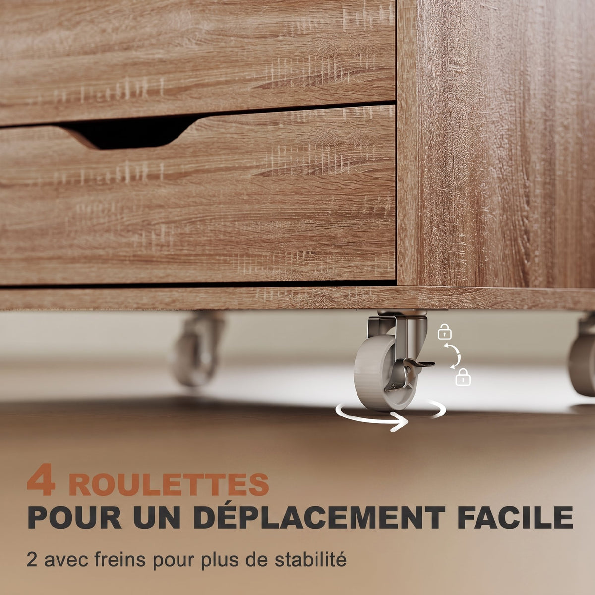 Caisson de bureau à roulette meuble rangement bureau avec 7 tiroirs organisateur pour documents, format A4 ou lettres-5