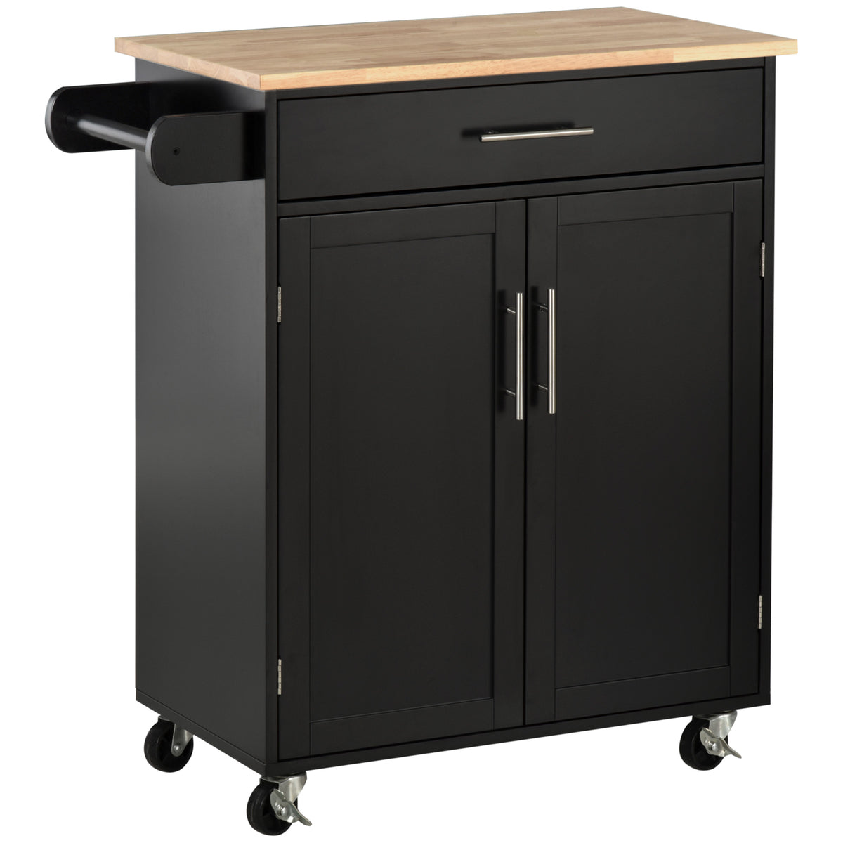 Desserte de cuisine sur roulettes chariot de service Ilot de cuisine avec tiroir de placard et porte-torchons - 83l x 45P x 91,5H cm noir-0