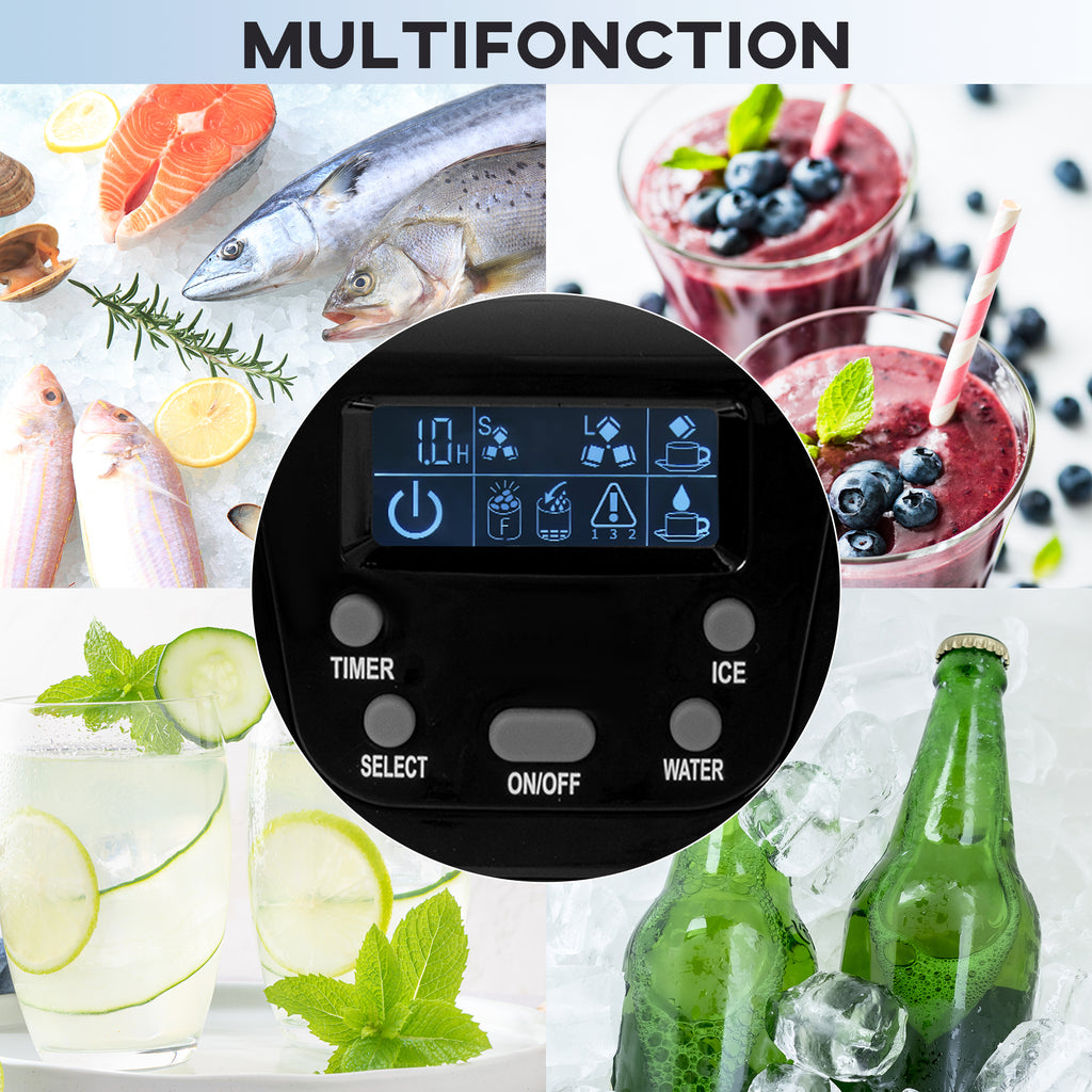 Machine à glaçons avec distributeur d'eau, ice maker, 12kg en 24h, 9 glaçons en 6-10 minutes, 25,2x38,9x36,3cm, noir-6