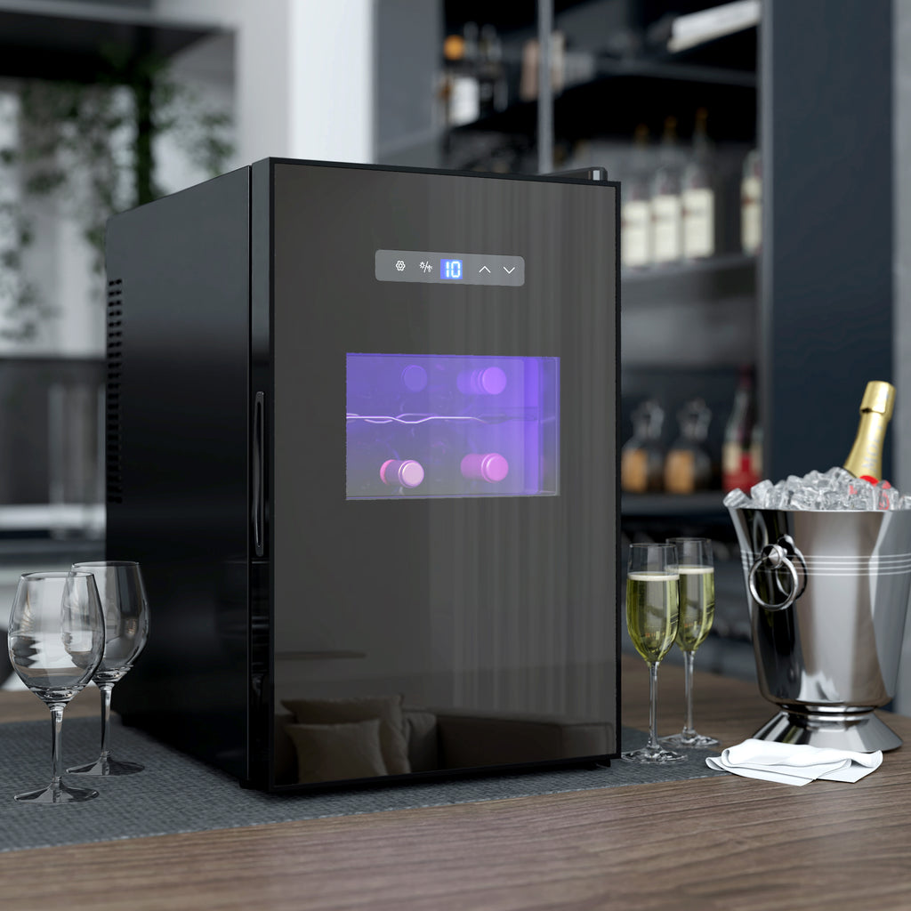 Cave à vin, 15 bouteilles, 39L, Réfrigérateur pour boissons, éclairage LED, température réglable 8-18℃-9