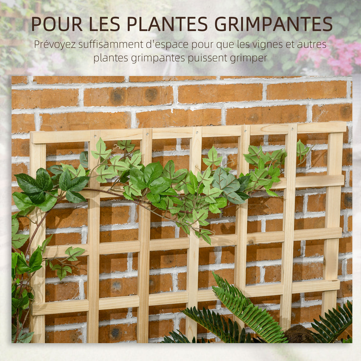 Carré potager jardinière à 3 étages avec treillis lit surélevé en bois pour plantes grimpantes légumes fleurs naturel-3