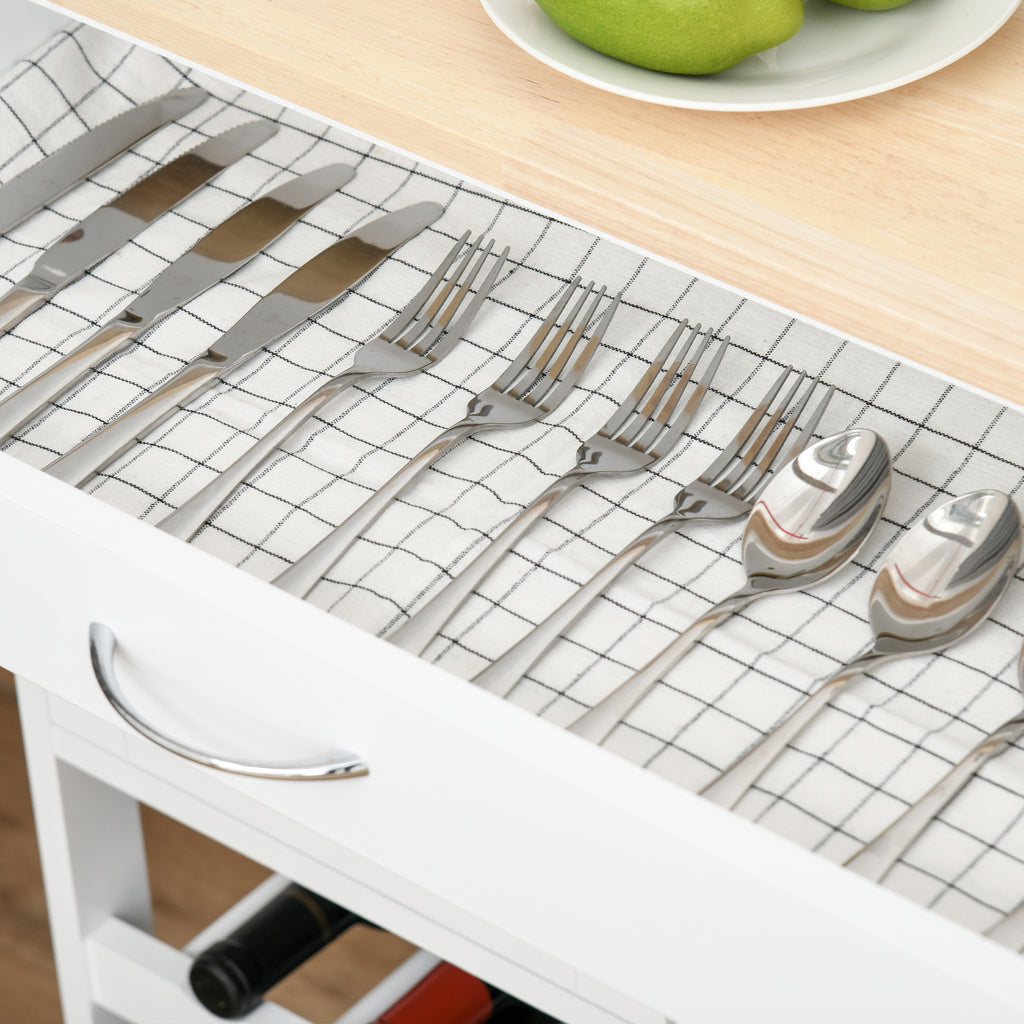Desserte de cuisine multi rangements 2 placards tiroir casier 9 bouteilles MDF blanc plateau bois caoutchouc-8