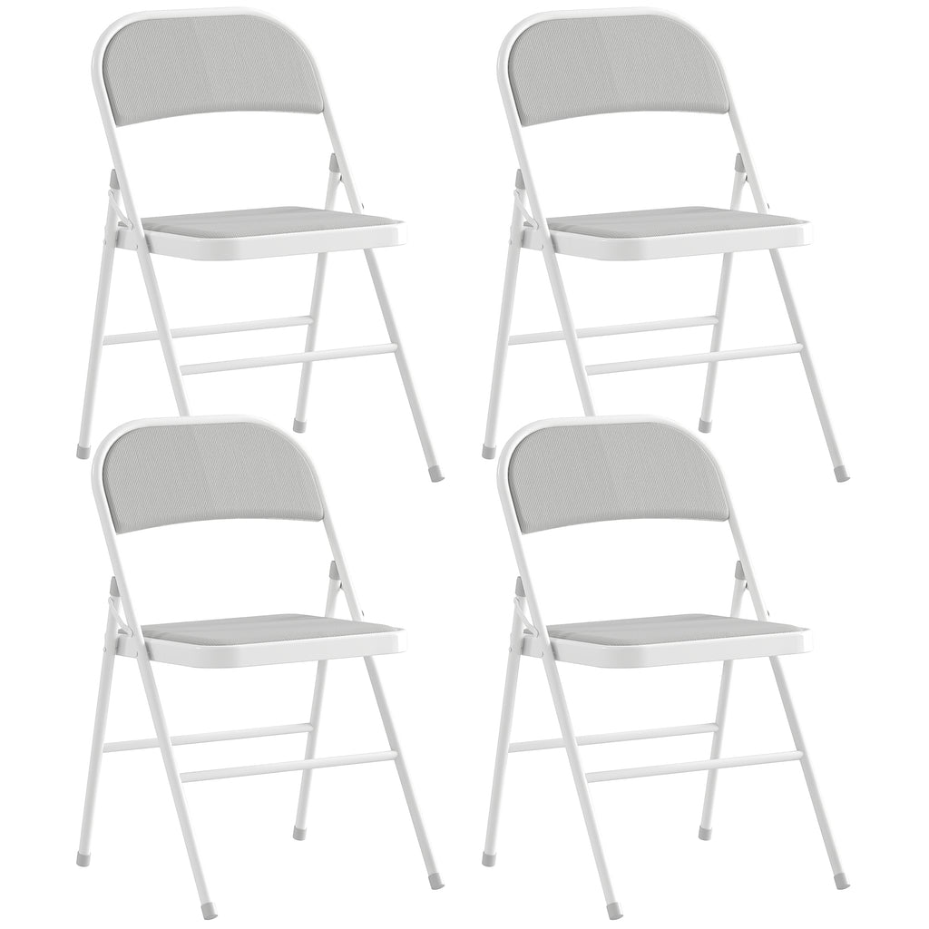 Lot de 4 chaises pliantes chaises de salle à manger portables cadre en acier 45 x 46 x 78 cm blanc-0