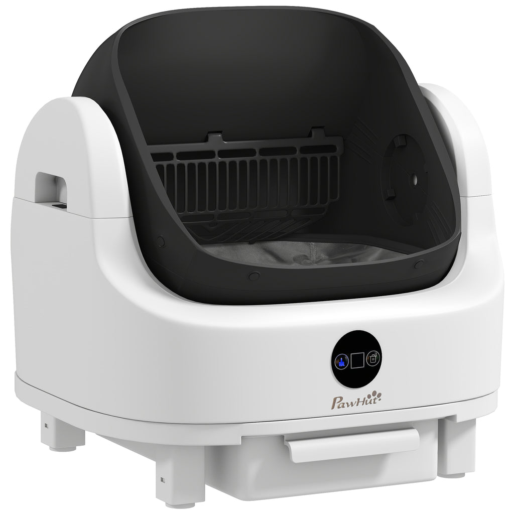 Litière chat autonettoyante bac à litière pour chat automatique ouvert isolation des odeurs/protection de sécurité blanc-0