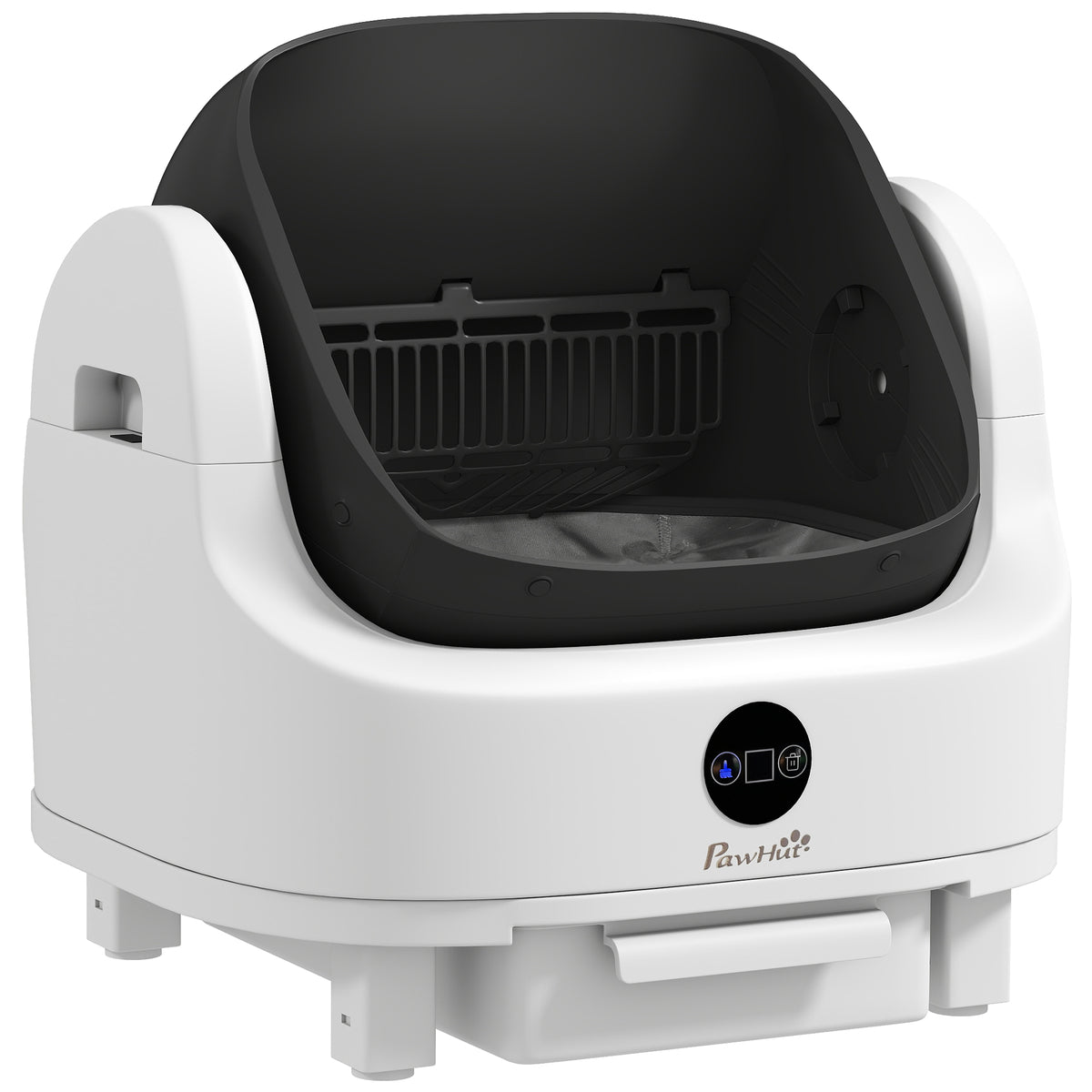 Litière chat autonettoyante bac à litière pour chat automatique ouvert isolation des odeurs/protection de sécurité blanc-0