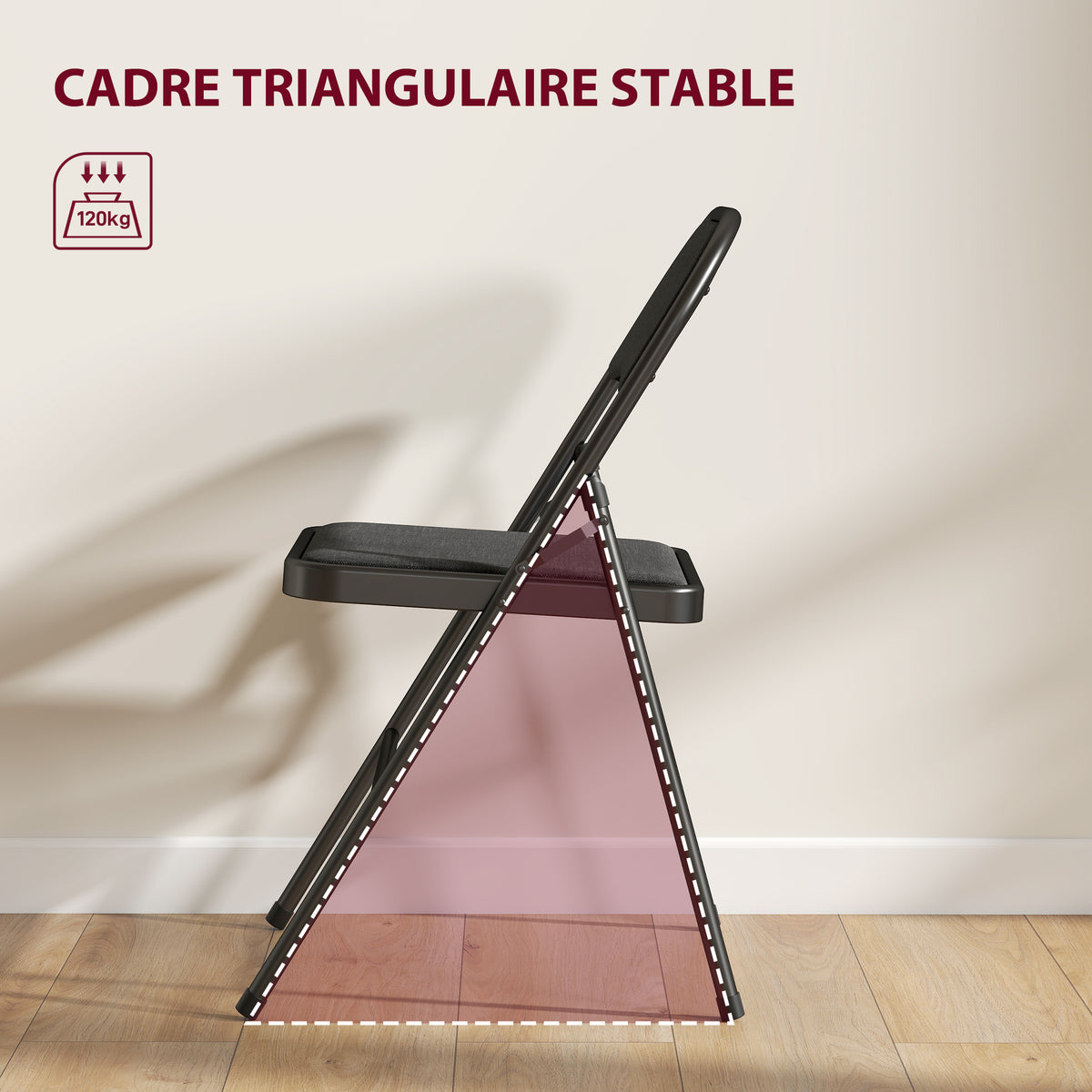 Lot de 6 chaises pliantes chaises de salle à manger portables cadre en acier 45 x 46 x 78 cm noir-4