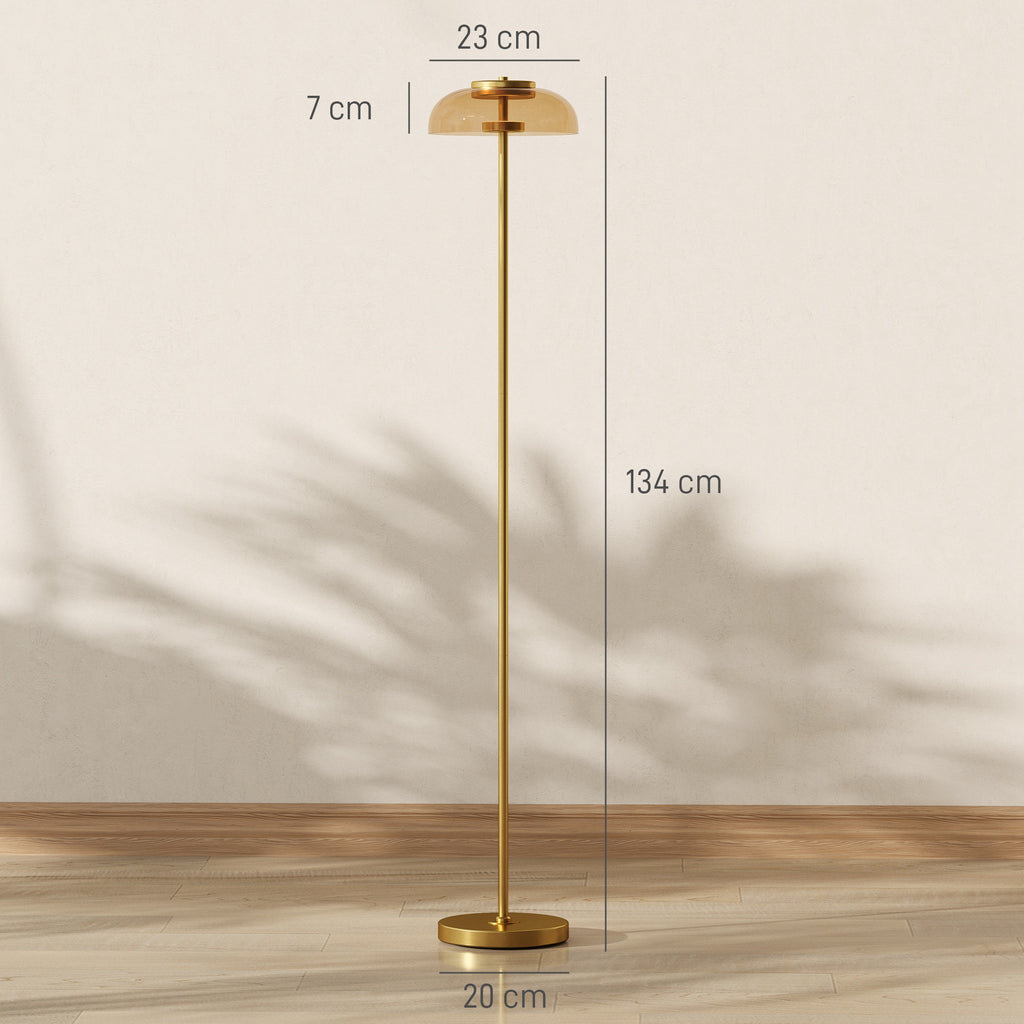 Lampadaire sur pied de salon, lampe salon LED avec lumière chaude 3000 K et interrupteur à pied, Ø25x134cm, ton laiton-2
