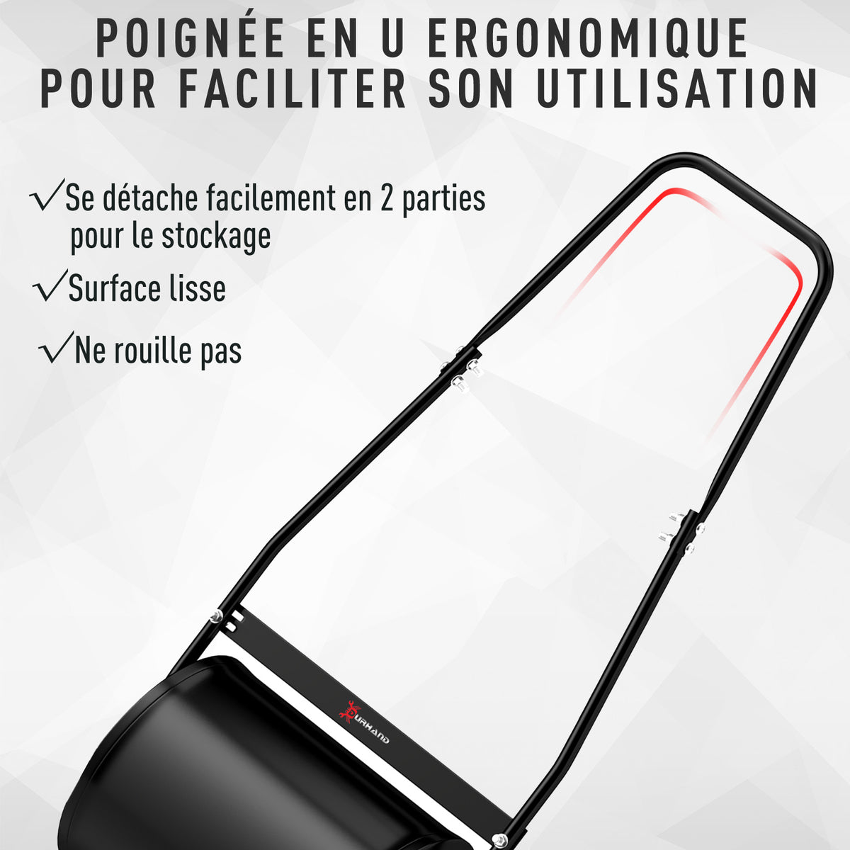 Rouleau à Gazon Jardin en Acier avec poignée dim. 47L x 32l x 105H cm lestage Max. 30 L Noir-3