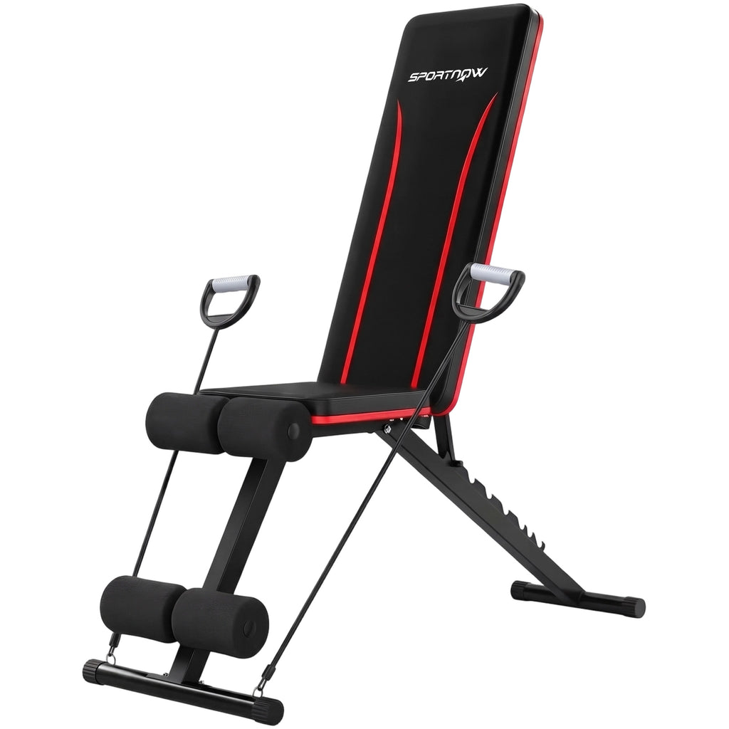 Banc de Musculation Réglable Pliable Bandes de Résistance Développé Couché Inclinable Déclinable 128x42,5x115cm noir-0