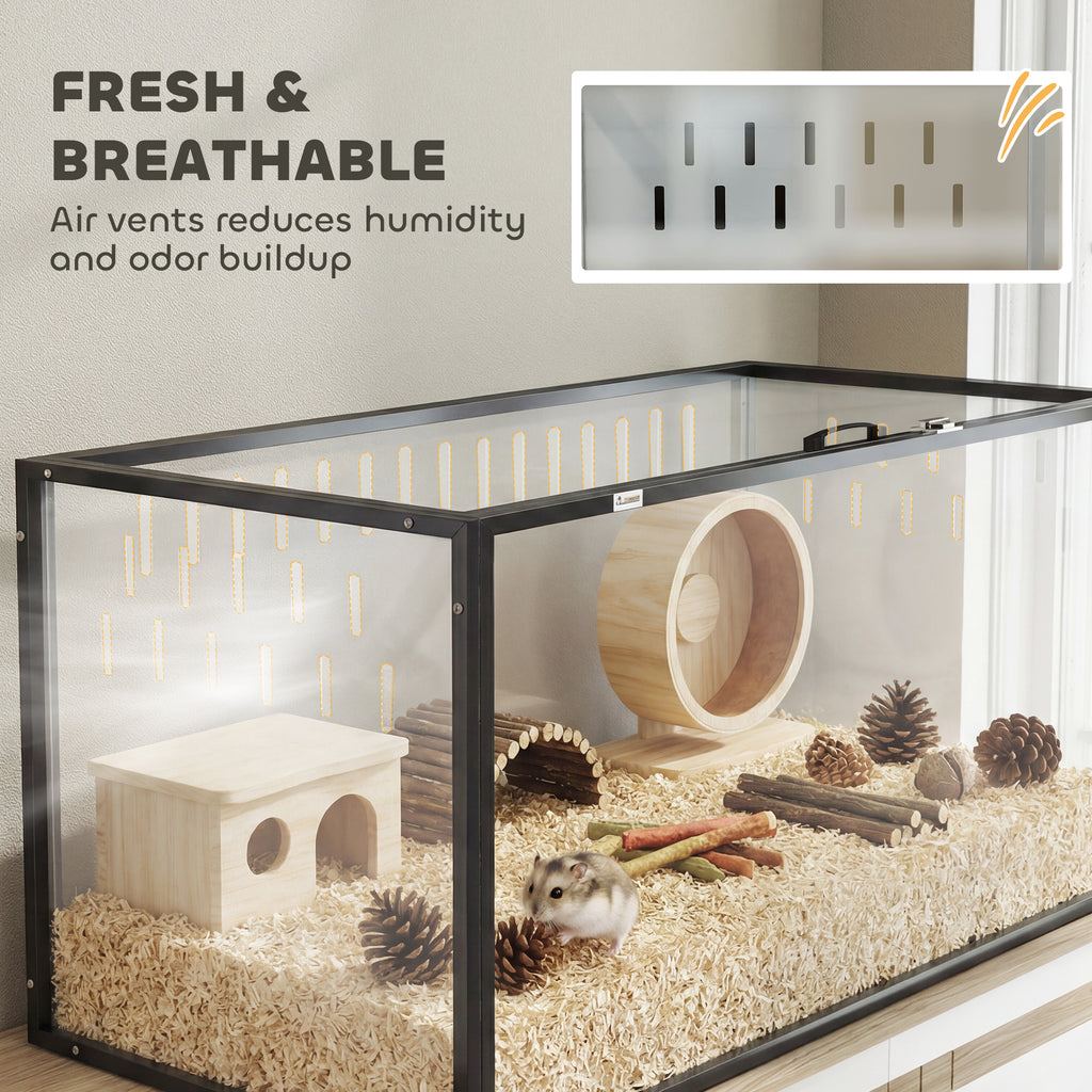 Cage pour Hamster Habitat Rongeurs Transparent de Vue Panoramique 360° Anti-Mordillage 105x51x51cm Noir-7