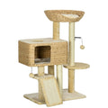 Arbre à chat avec griffoir niche panier d'observation plateformes pompon suspendus 60 x 40 x 98 cm beige-0