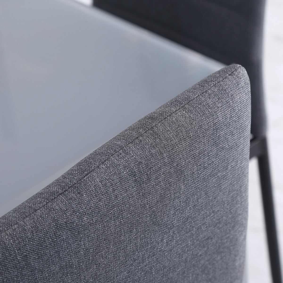 Lot de 4 chaises de salle à manger chaises de cuisine avec dossier haut pieds en métal et tissu en lin 41x50x97cm gris-8