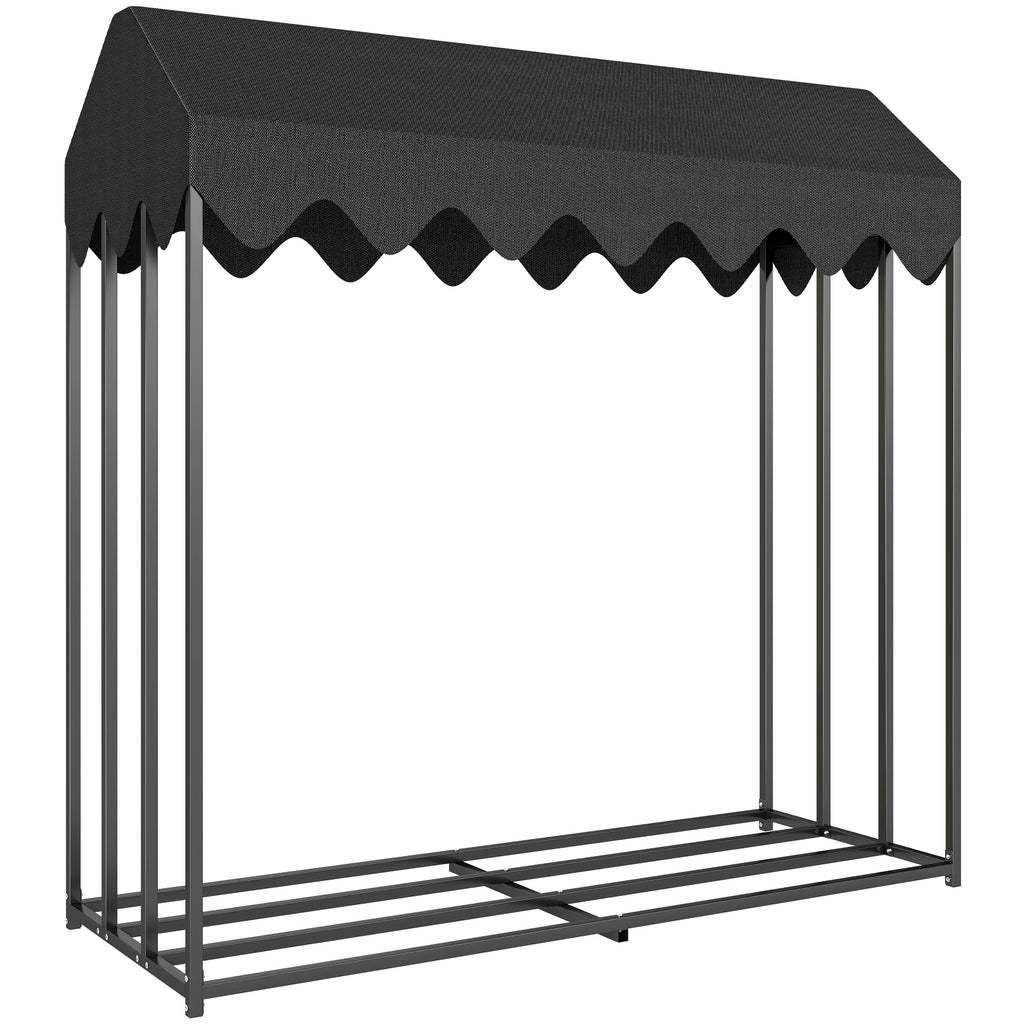 Range bûches extérieur, étagère à bûches avec housse de protection 600D Oxford capacité 1,9 m³, acier 186x70x185cm noir-0