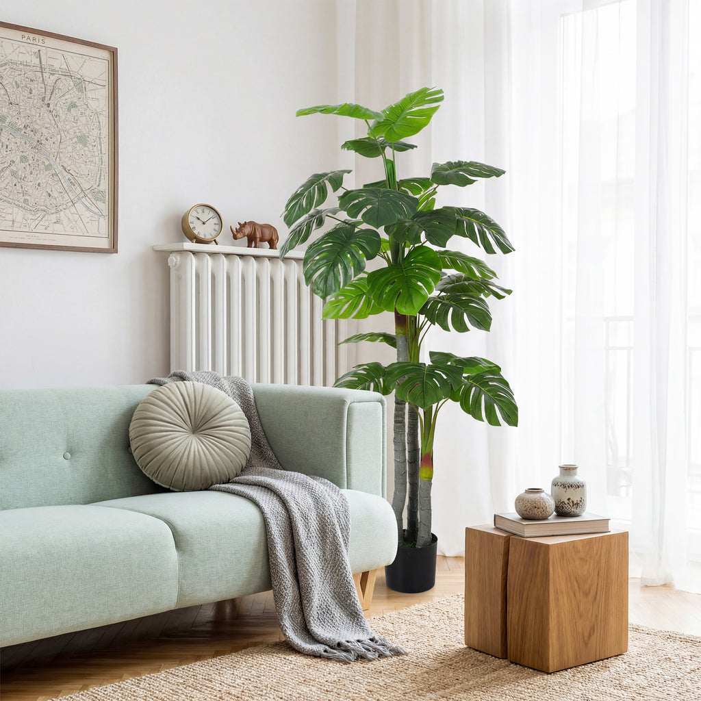 Arbre Artificiel Plante Artificielle Monstera H.1,5 m Tronc Branches Lichen Feuilles de Tortue Grand réalisme Pot Inclus-7