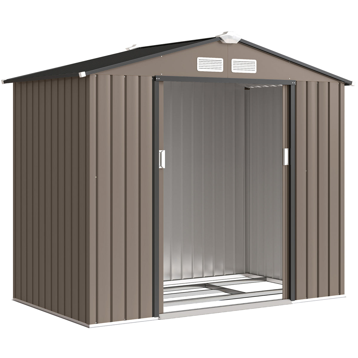 Abri de Jardin 2,77 m² cabane de jardin armoire de jardin Dim. 213L x 130l x 185H cm Porte coulissante Acier marron-0