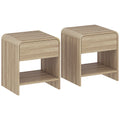 Lot de 2 Tables de Chevet, Compartiment Ouvert, Tiroir à Glissière Silencieuse, Style Scandinave, 40x35x45cm, Naturel-0