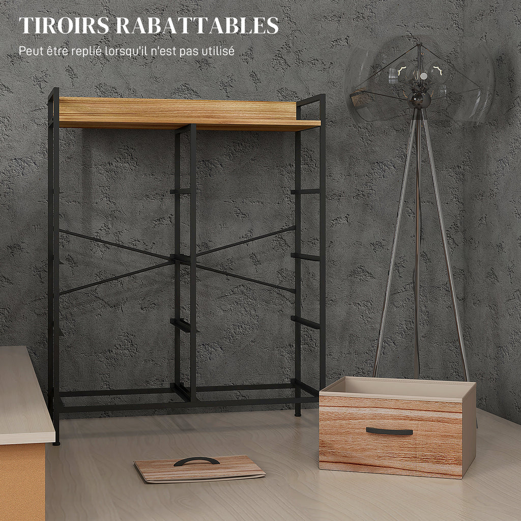Meuble de Rangement commode 8 tiroirs en tissu amovibles, étagère supérieure et cadre acier 79L x 29l x 101H cm-5