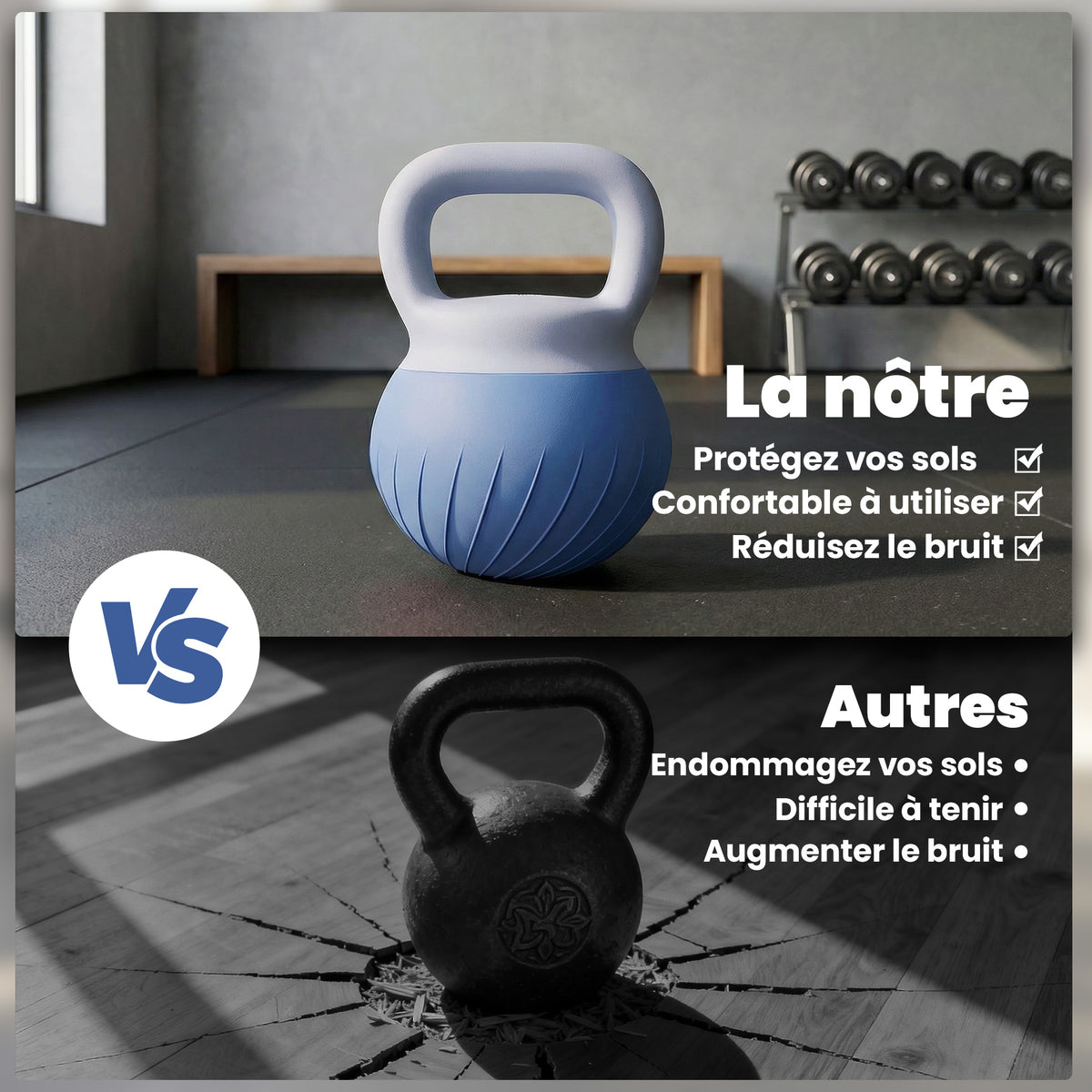 Kettlebell 8 kg, Haltère avec Poignée Ergonomique Antidérapante, Haltère à Boule, Musculation, Entraînement, Bleu-6