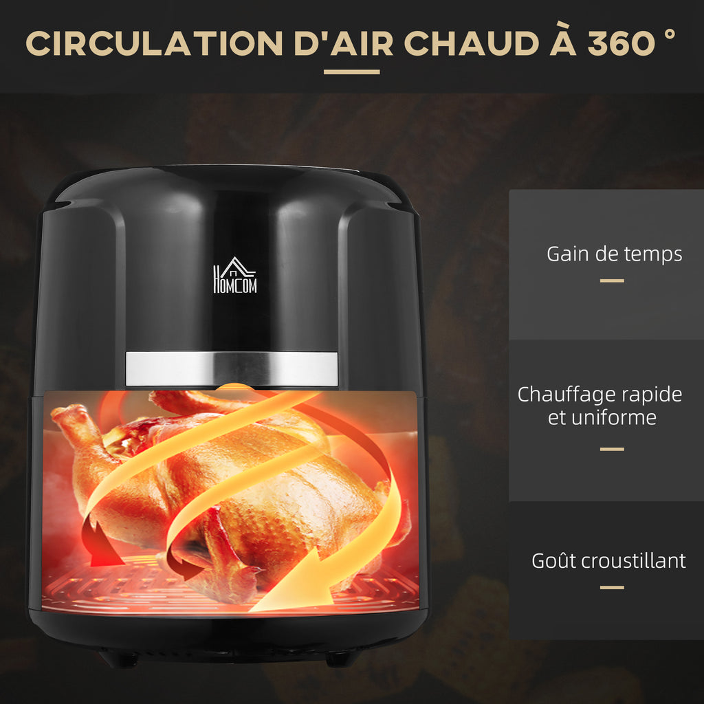 Friteuse sans huile 4 L, air fryer 1300 W 12 programmes, écran tactile, température réglable, panier antiadhésif, noir-6