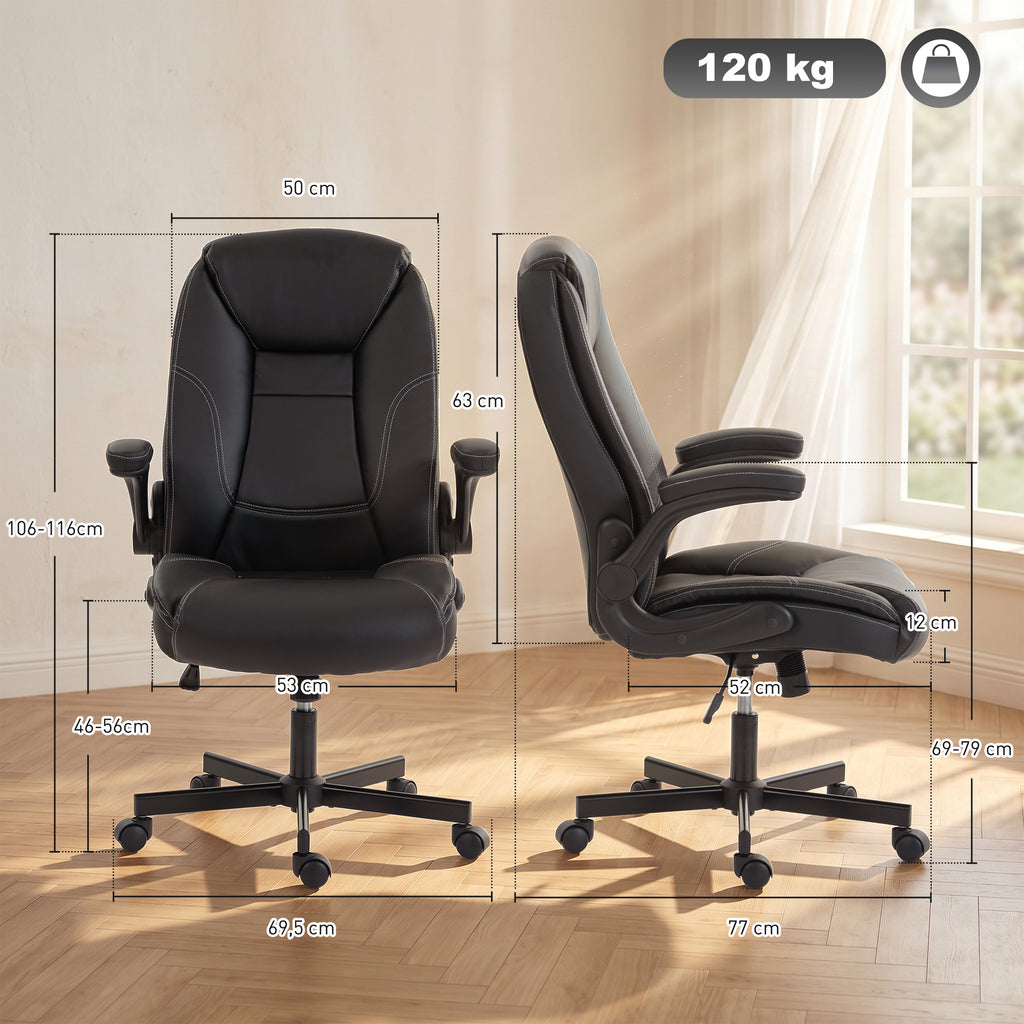 Chaise bureau ergonomique fauteuil de bureau accoudoirs relevables hauteur réglable fonction bascule noir-2