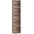 Rangements pour CD et DVD 9 compartiments et 6 étagères réglables capacité max. 260 CD/120 DVD 33 x 24 x 140 cm bois naturel-0