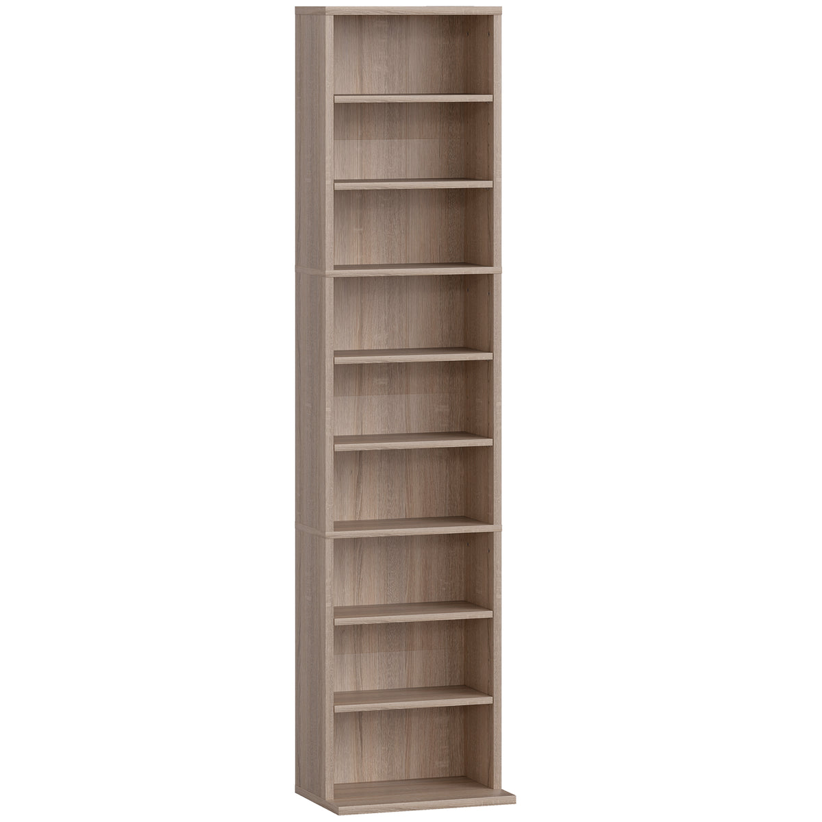 Rangements pour CD et DVD 9 compartiments et 6 étagères réglables capacité max. 260 CD/120 DVD 33 x 24 x 140 cm bois naturel-0