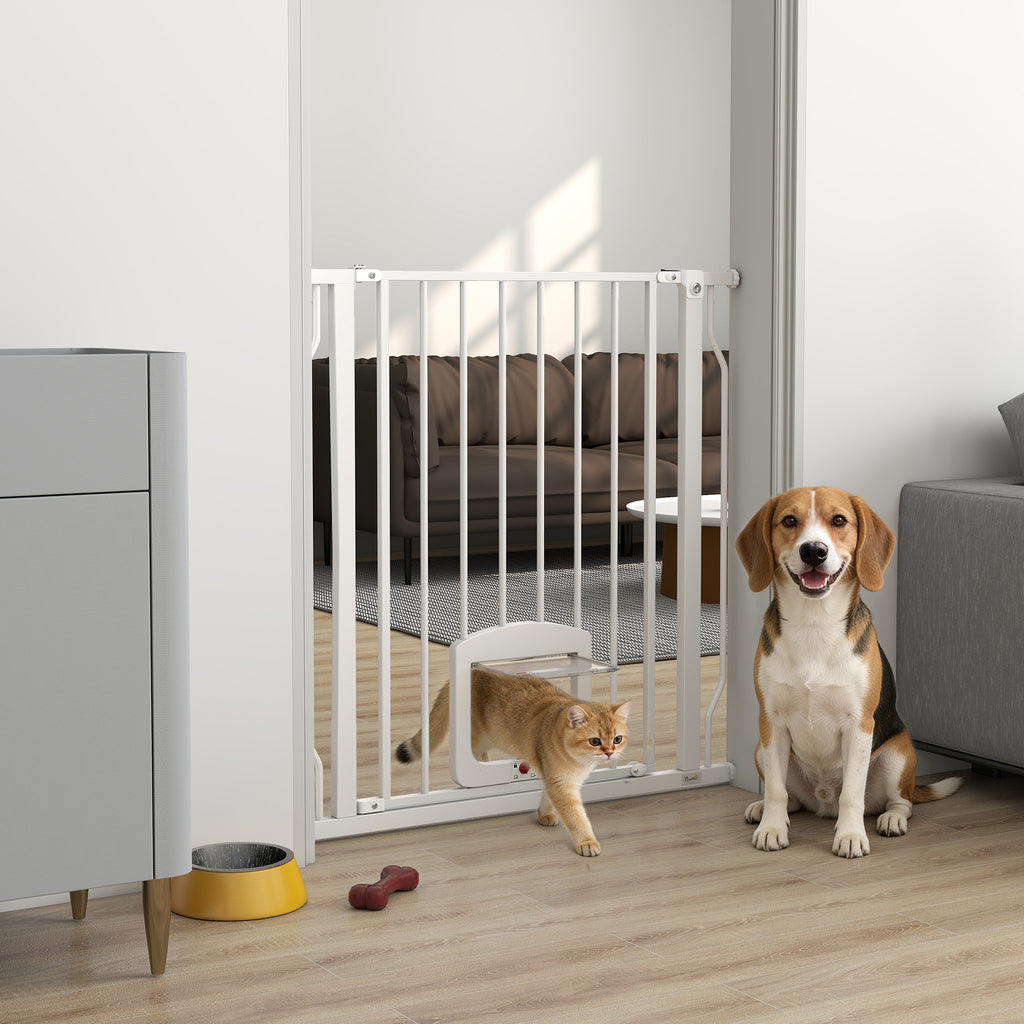 Barrière de sécurité chien extensible 75-85 cm, barrière d'escalier double verrouillage, hauteur 76 cm, blanc-9