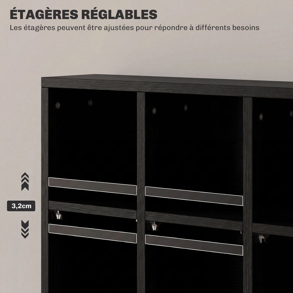 Meuble de rangement multimédia 456 CD/ 336 DVD - bibliothèque en bois avec étagères réglables, 89 x 130,5 cm, noir-4