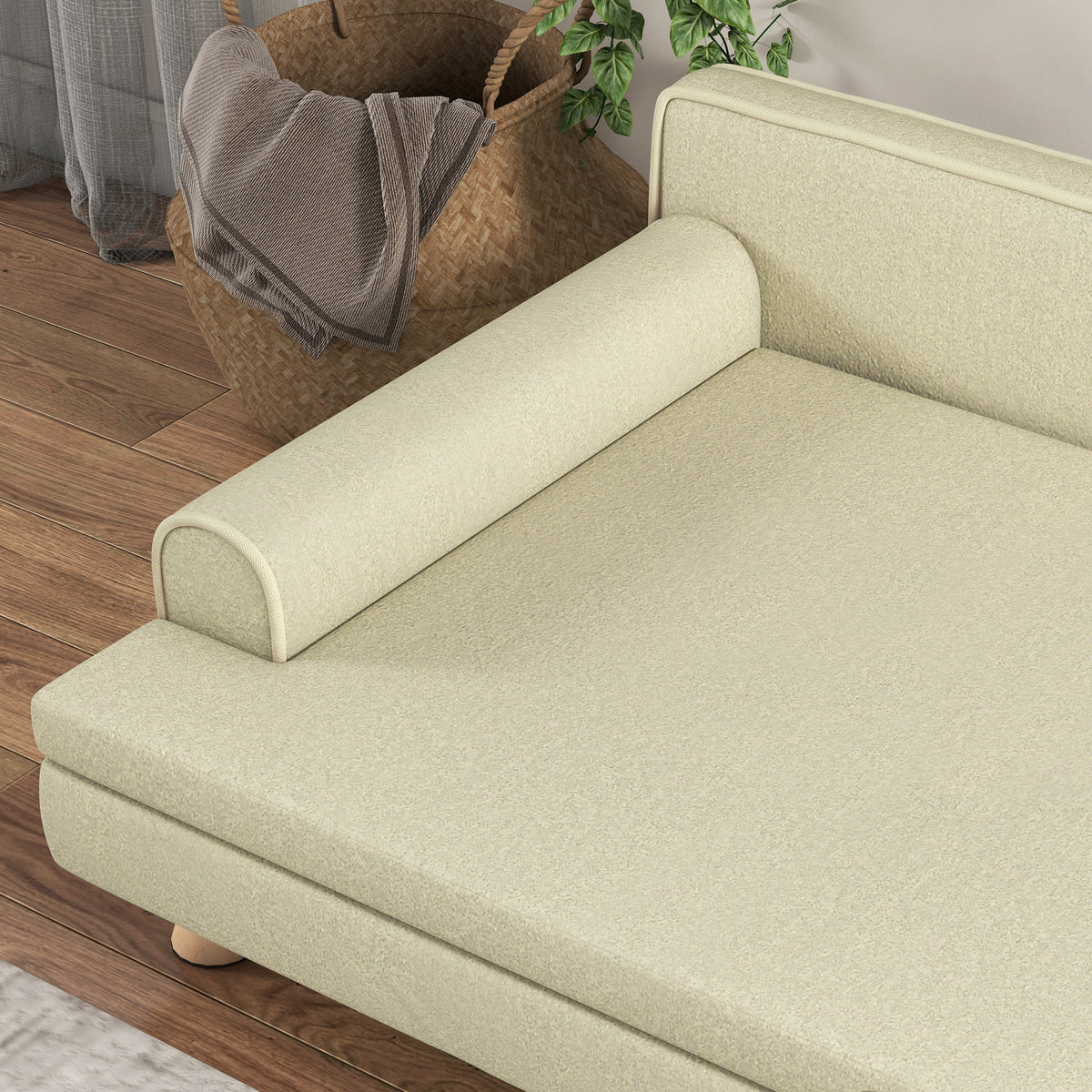 Canapé pour chien chat design scandinave coussin moelleux amovible pieds bois massif 100 x 62 x 32 cm beige-8