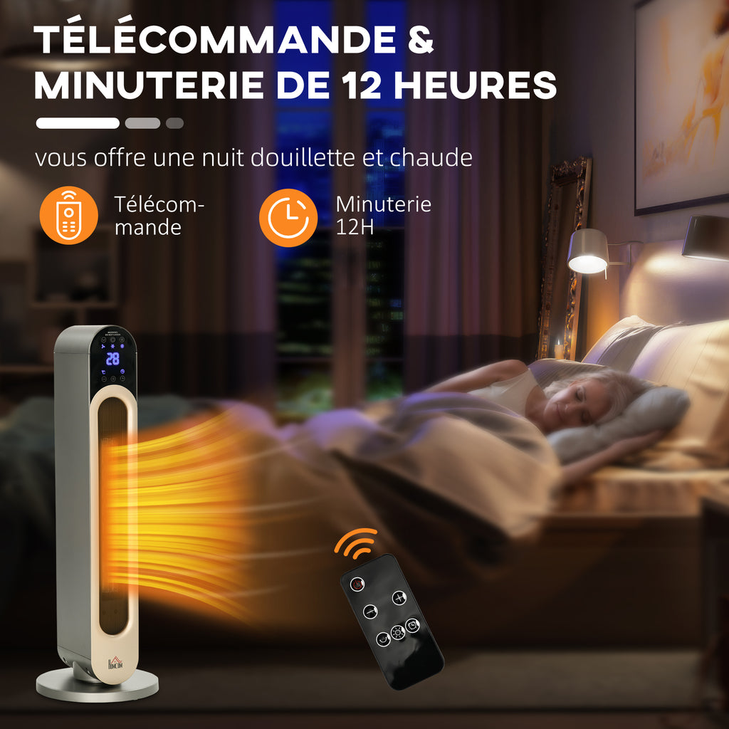 Chauffage soufflant oscillant 1100/2200 W - mini radiateur céramique PTC - télécommande incluse - chauffage d'appoint noir-7