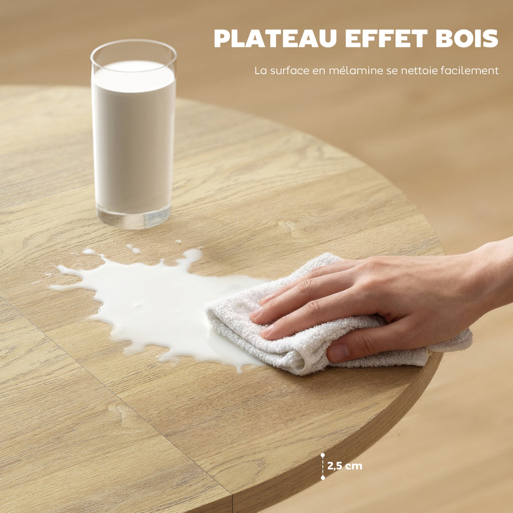Table à manger extensible ovale pour 4 à 6 personnes, table de cuisine avec rallonge 100-135 cm, effet bois naturel-5