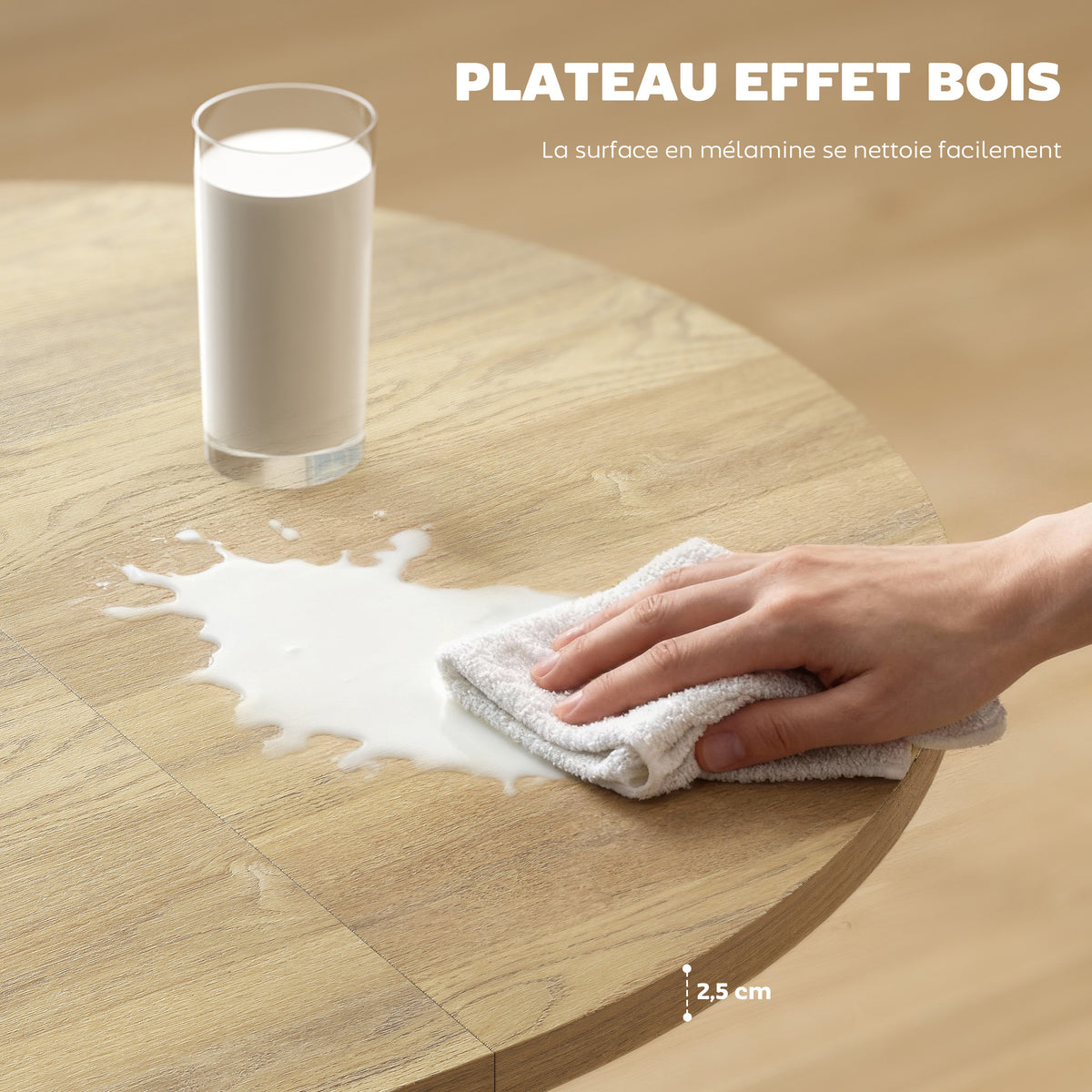 Table à manger extensible ovale pour 4 à 6 personnes, table de cuisine avec rallonge 100-135 cm, effet bois naturel-5