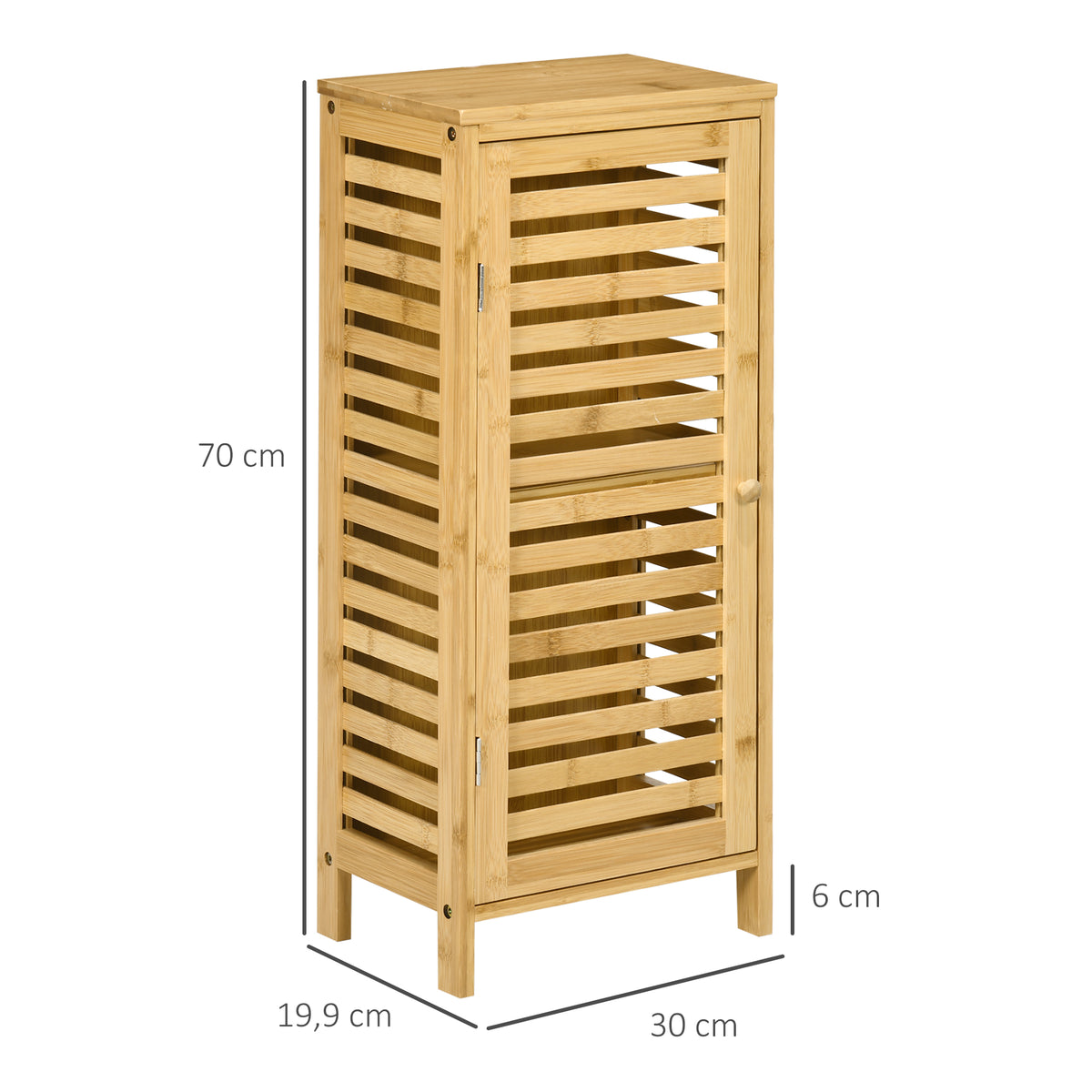 Armoire de salle de bain en bambou 1 étagère réglable design naturel 30 x 19,9 x 70 cm naturel-2
