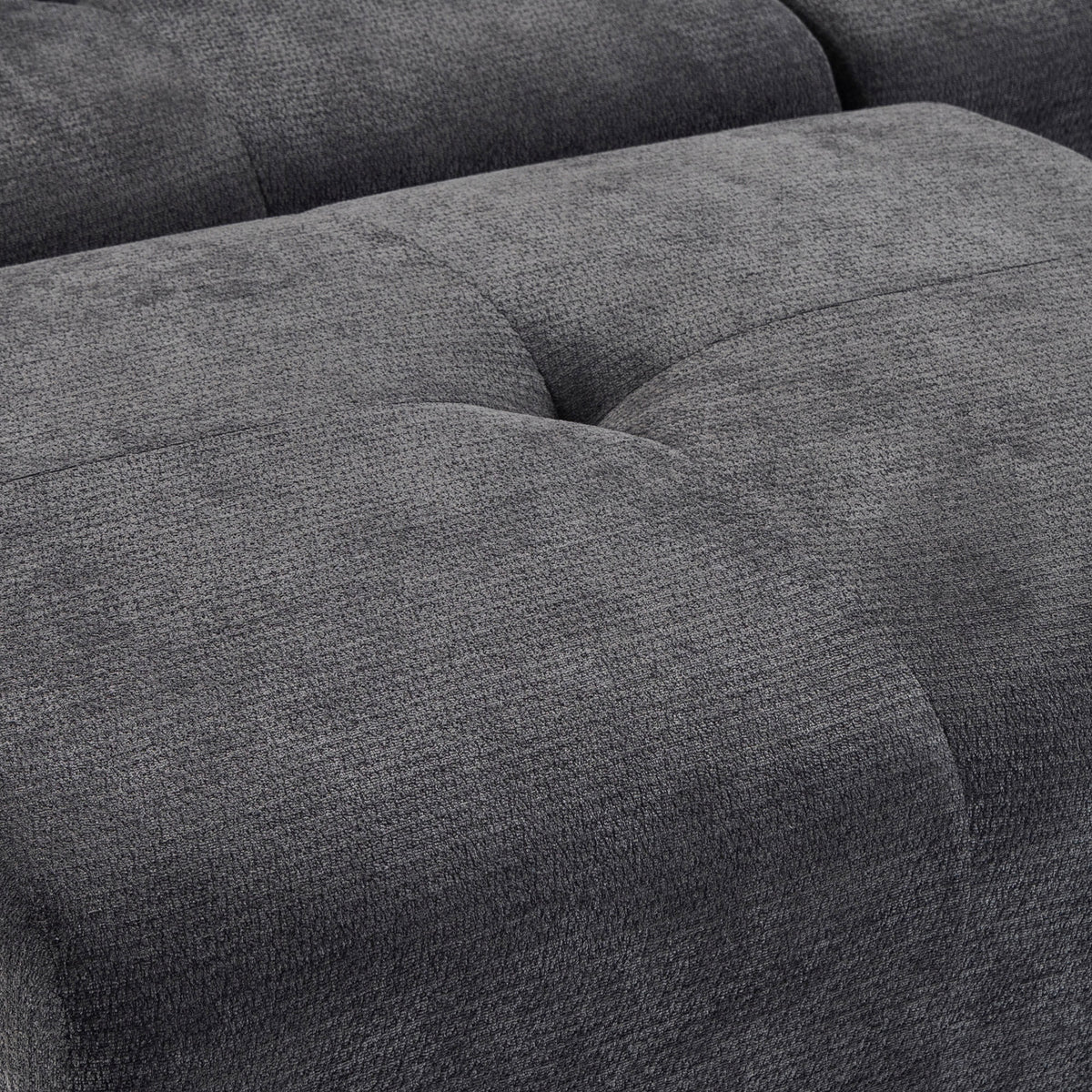 Canapé d'Angle Modulable 3 Places avec Pouf en Chenille, Canapé Compressé 300 cm avec Assise Profonde, 3 Coussins, Gris-9