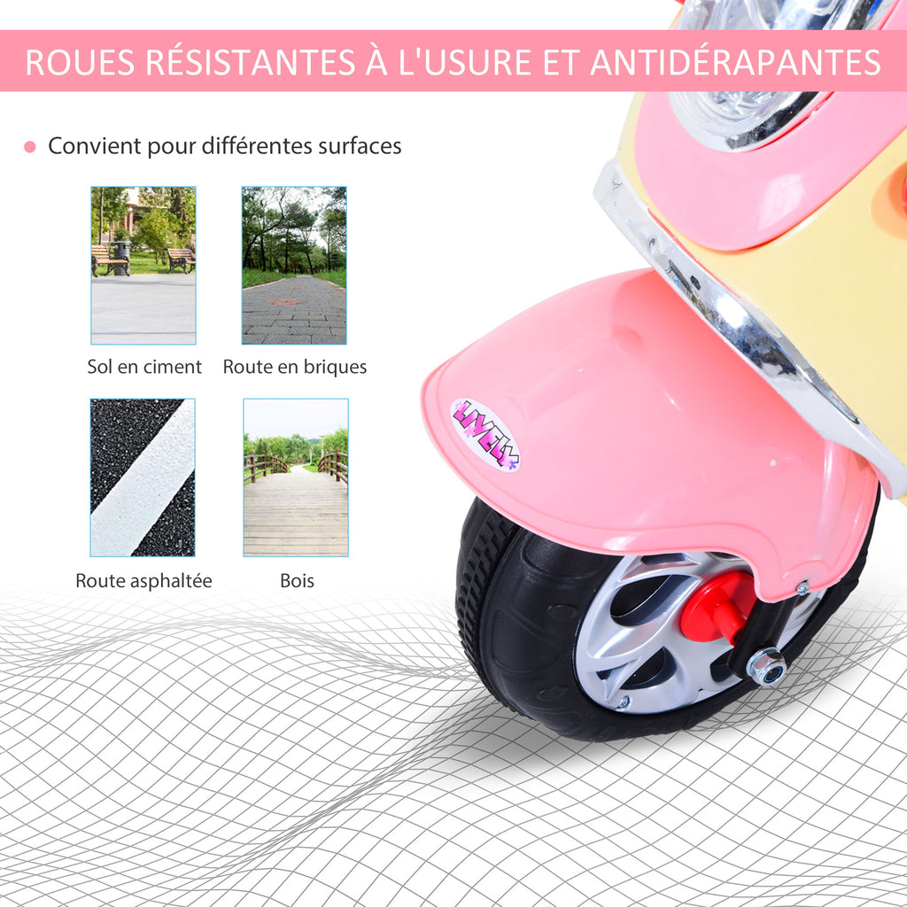 ® Scooter électrique pour Enfant 3 Ans 6 V Métal + polypropylène 108 x 51 x 75 cm Rose/Blanc-5
