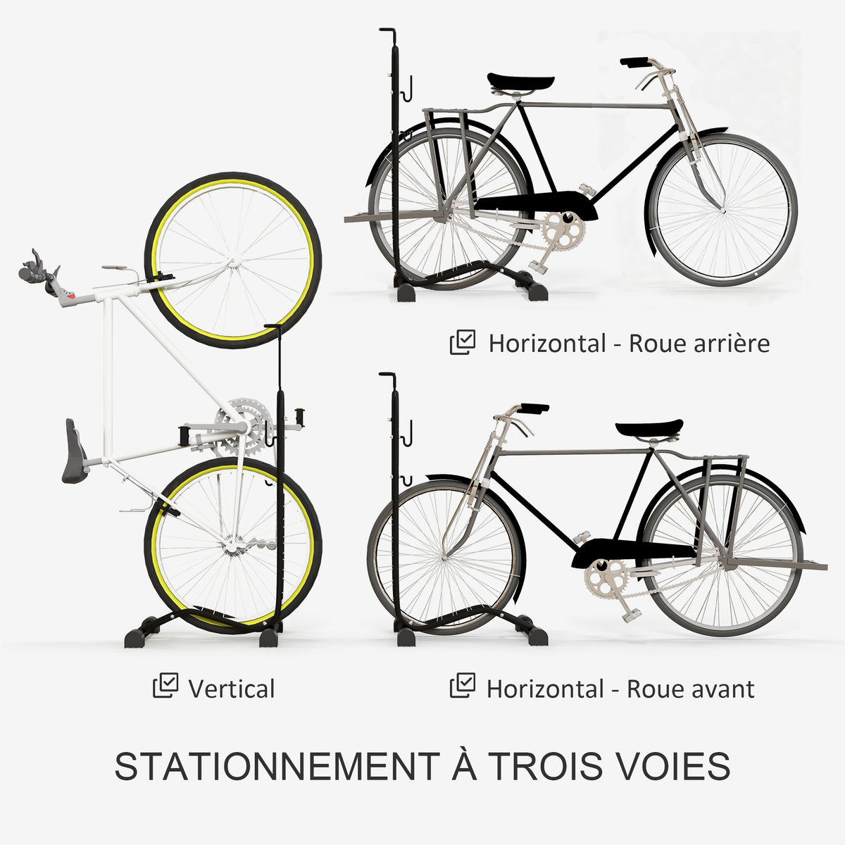 Porte-vélo autoportant idéal pour votre garage maison ou magasin de vélos pour les vélos 24 à 29" et vélo 700 c-3