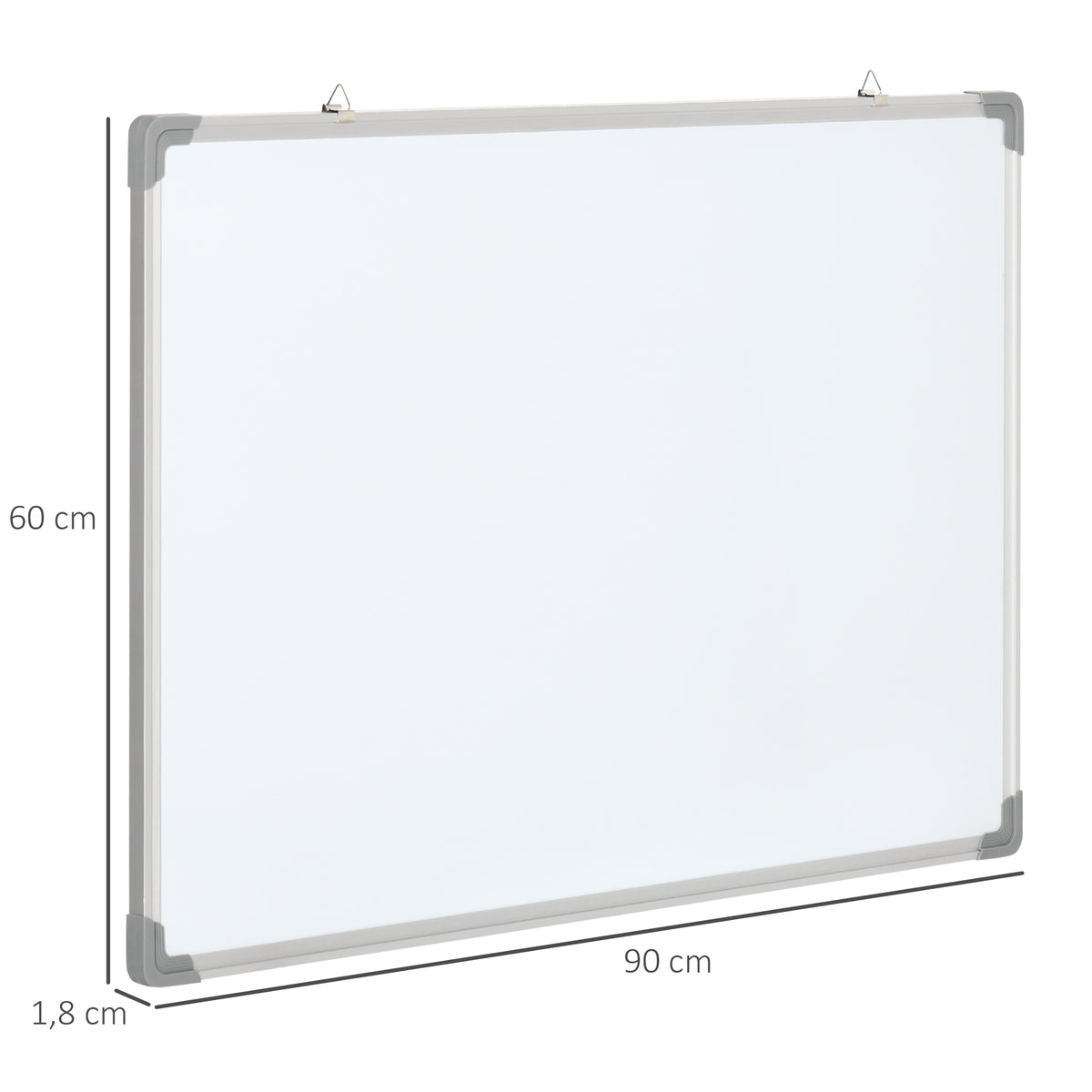 Tableau blanc magnétique cadre aluminium 90 x 60 cm avec feutres, effaceur et aimants-2