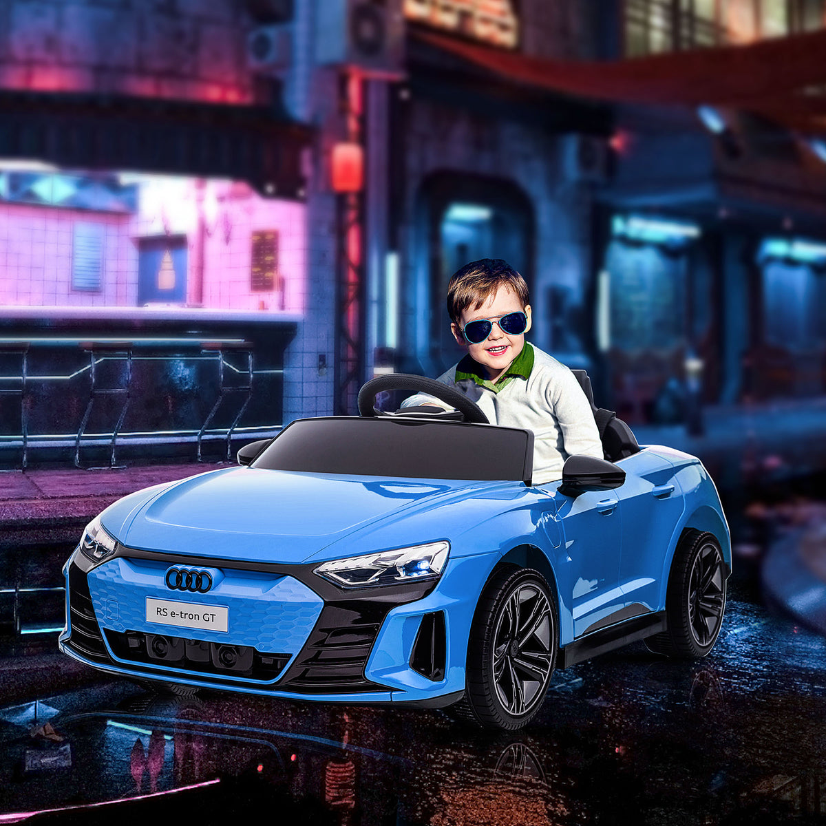 Voiture électrique enfant 12 V - véhicule électrique avec télécommande parentale fournie - V. Max. 5 Km/h - effets sonores, lumineux - Audi RS E-tron GT bleu-9