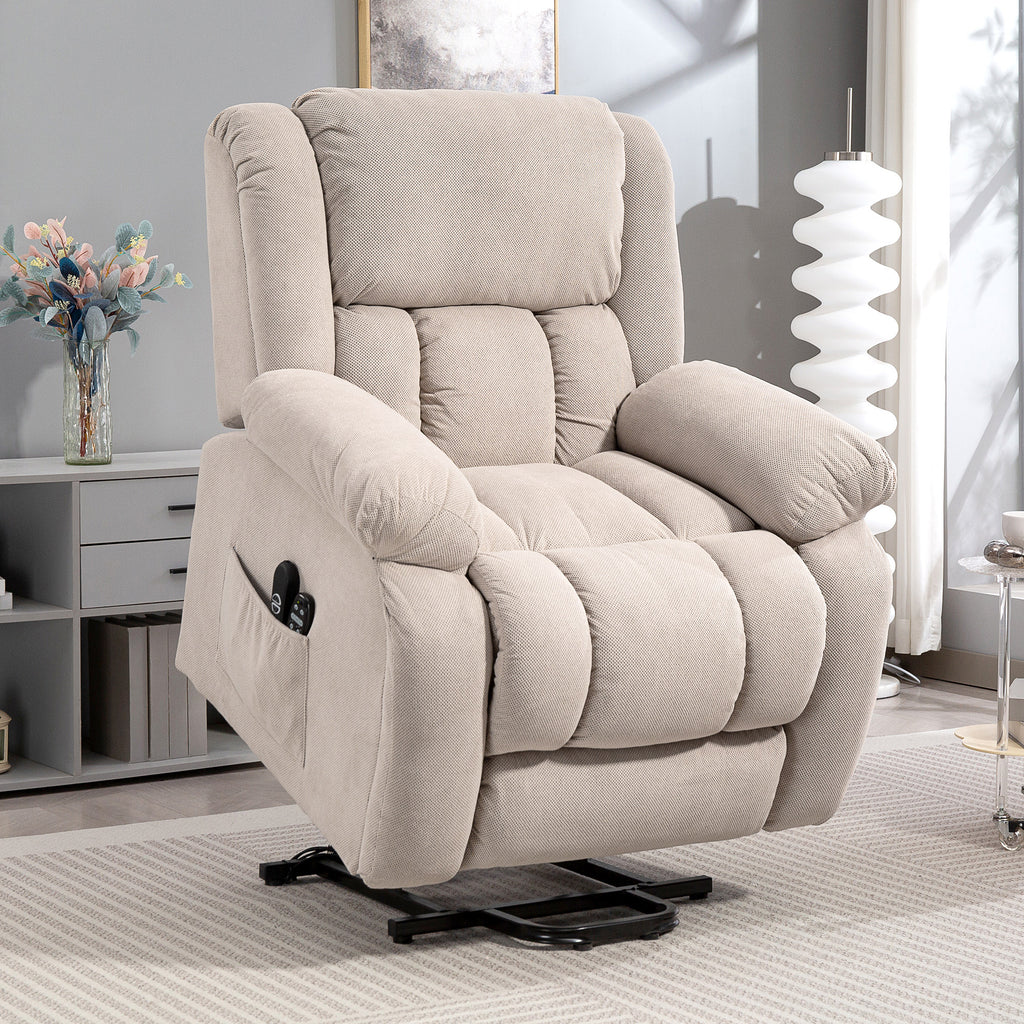 Fauteuil releveur électrique massage et chauffage avec repose-pied, dossier inclinable, télécommande et poche latérale-9