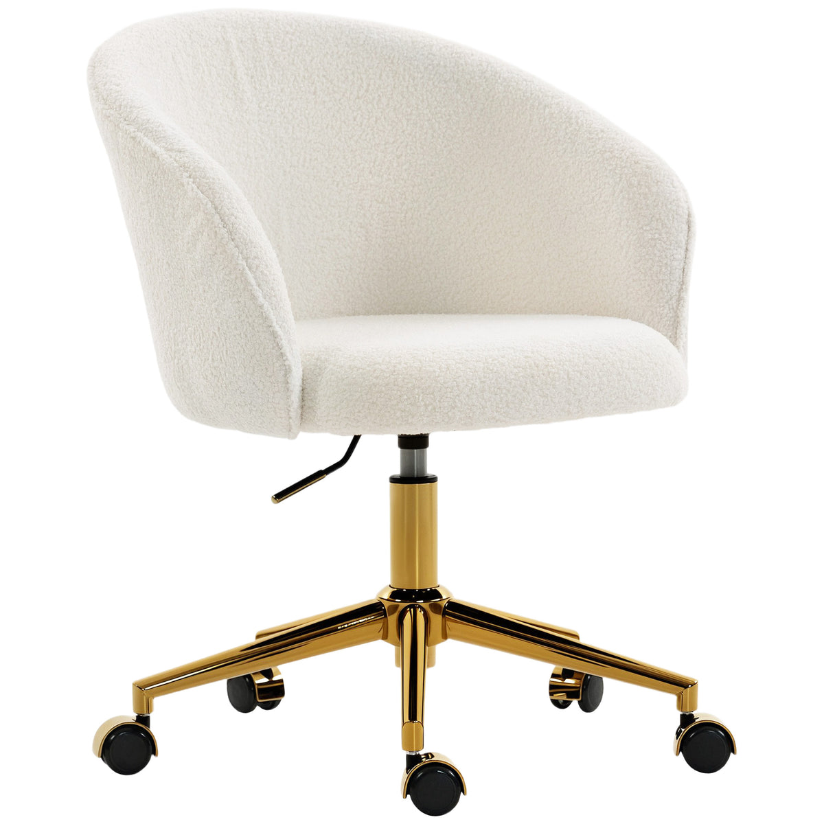 Chaise de bureau, fauteuil de bureau ergonomique réglable en hauteur, siège pivotante, piètement en acier, crème-0