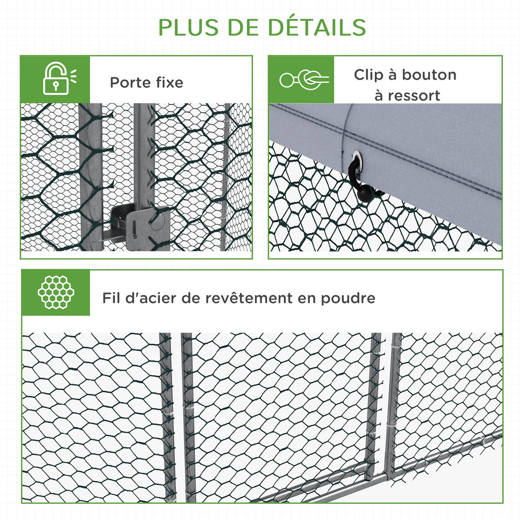 Enclos poulailler extérieur 5 m² parc grillagé dim. 2,8L x 2,45l x 2,46H - espace couvert - 5/8 poules-6
