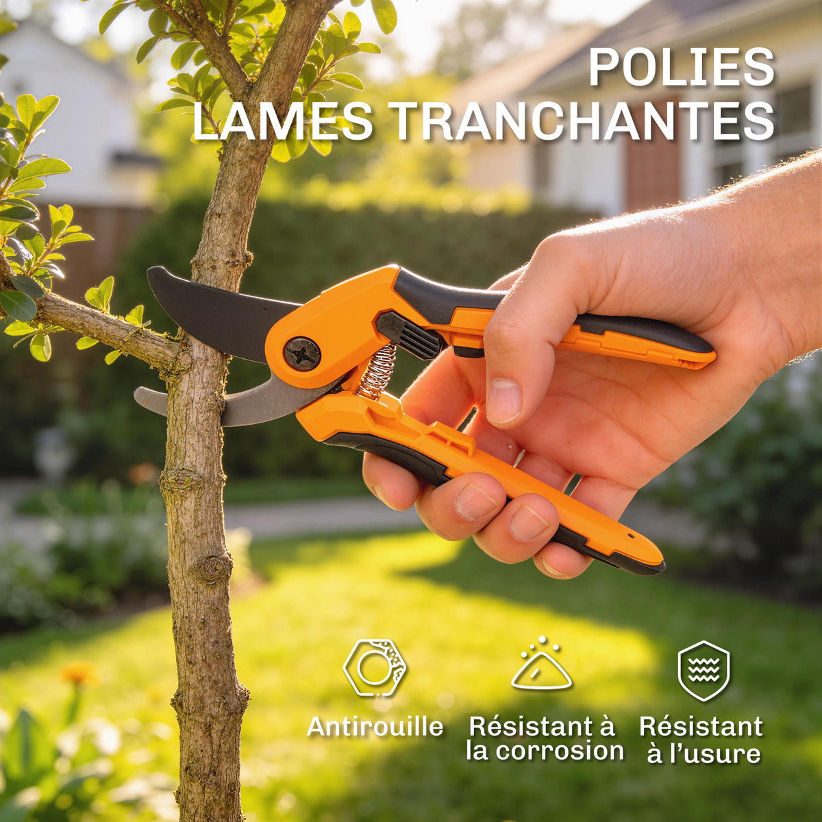 Ensemble de 4 cisailles de jardin avec taille-haies, ébrancheurs, sécateurs et scie pliable, poignée en aluminium-4
