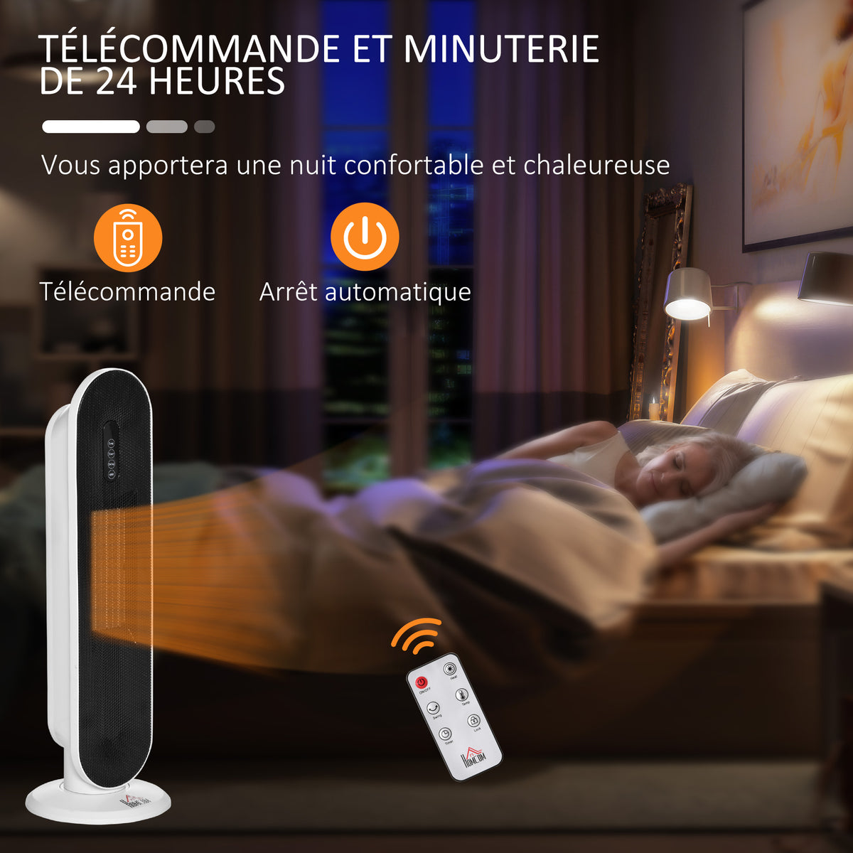 Chauffage soufflant oscillant 1200/2000 W - mini radiateur céramique PTC - télécommande incluse - chauffage d'appoint-9