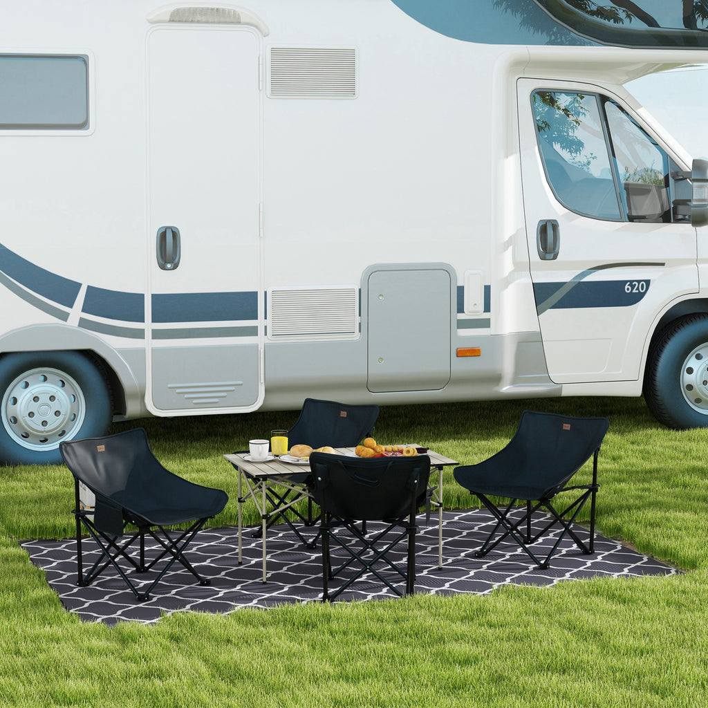 Chaise de camping pliable avec sac de transport et pochette latérale compact ultra légère noir-8