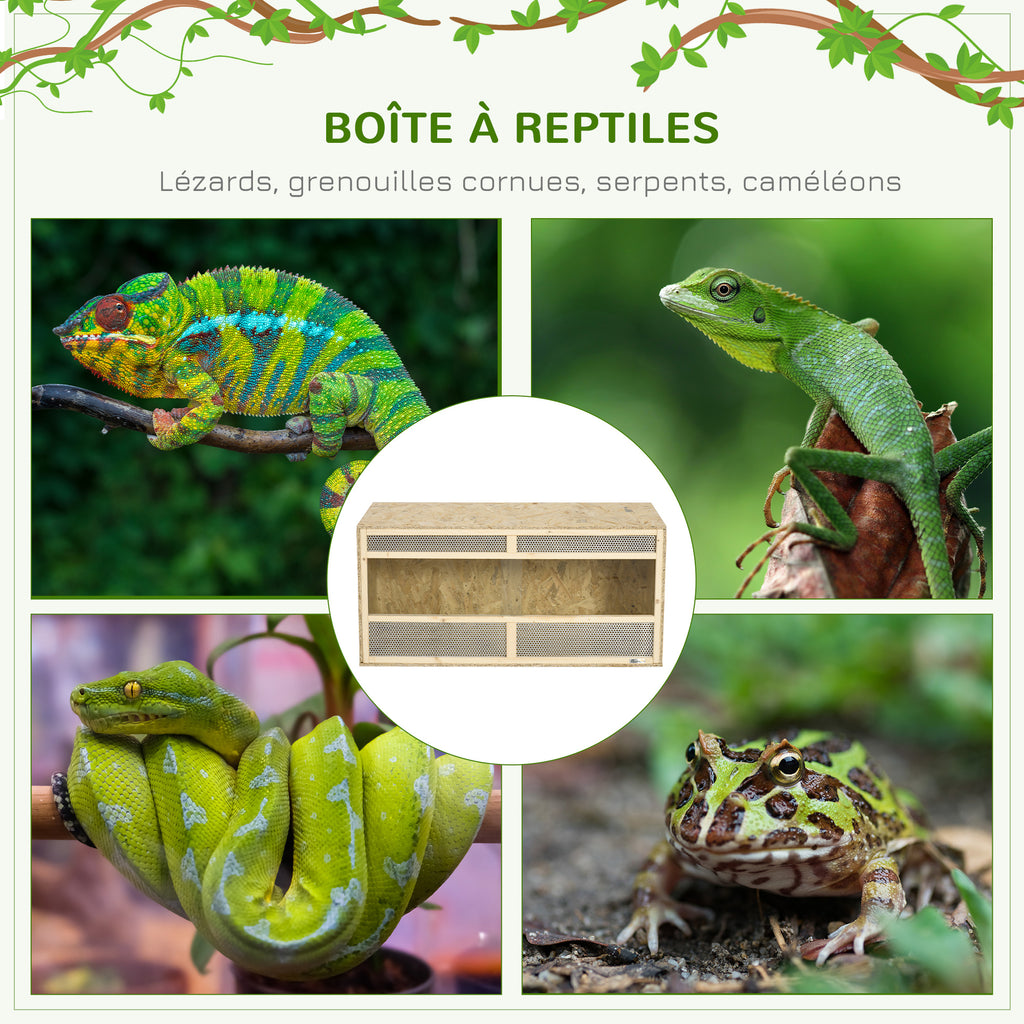 Terrarium en bois OSB pour reptiles avec porte coulissante en verre - 100 x 47 x 47 cm naturel-3