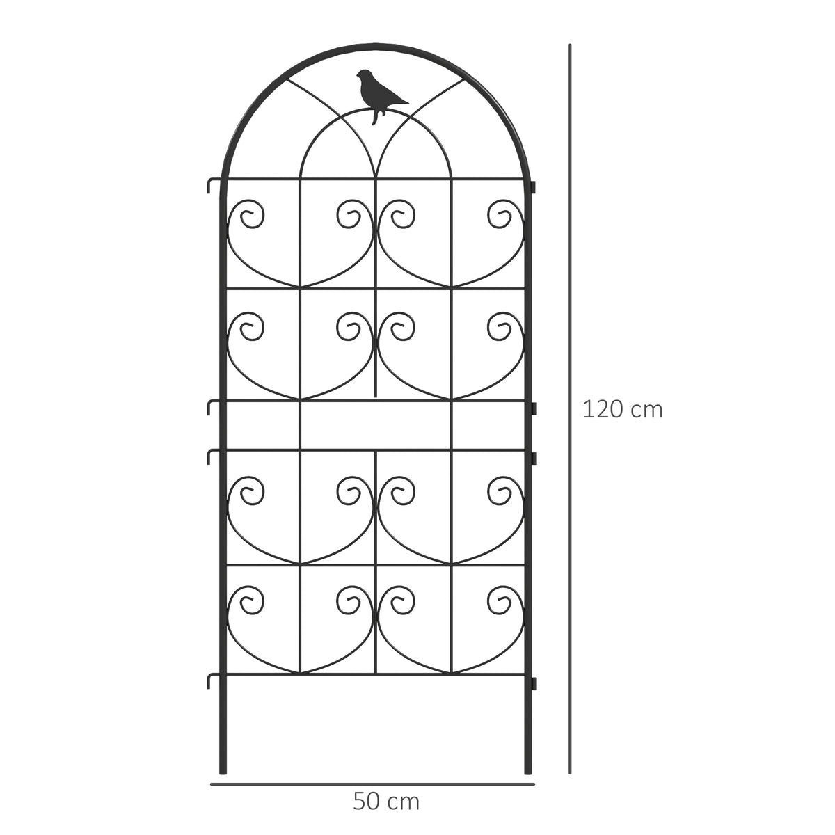 Support pour plantes grimpantes avec oiseaux lot de 2 treillis de jardin pour légume vigne fleur métal 50 x 120 cm noir-2