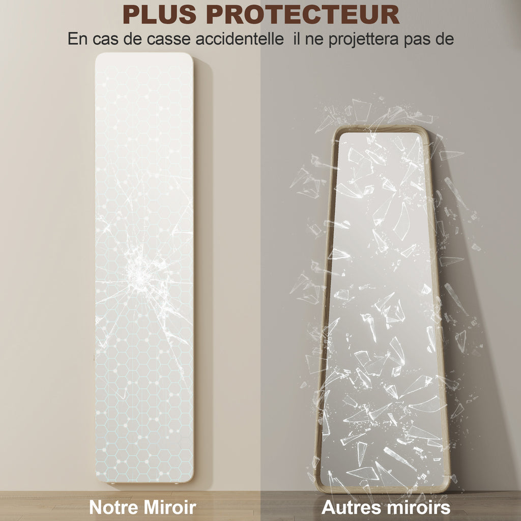 Miroir sur Pied et Mural rectangulaire dim. 37L x 43l x 156H cm bois naturel-6