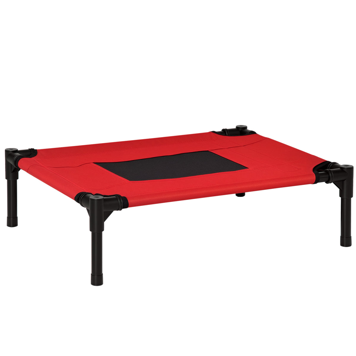 Lit surélevé pour chiens chats animaux de compagnie tissu oxford textilène micro-perforé 61 x 46 x 18 cm rouge et noir-0