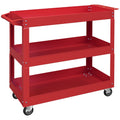 Chariot desserte d'atelier acier 3 plateaux sur roulettes avec poignée charge max. 150 kg 83 x 35,3 x 76 cm acier rouge-0
